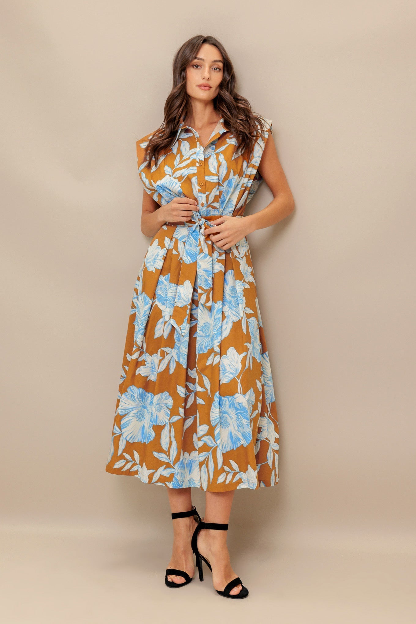 ISLAND FLARE WOVEN MIDI DRESS Flying Tomato