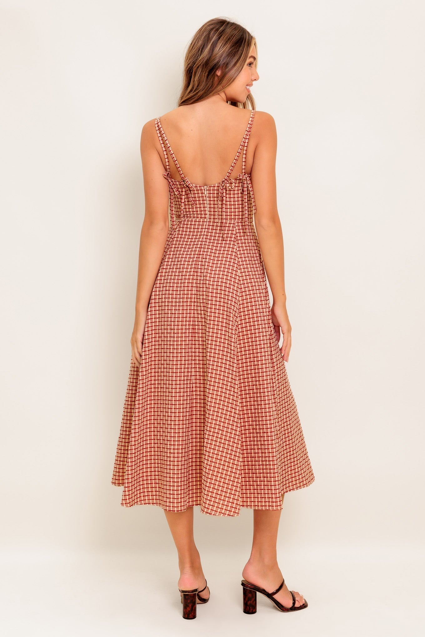GINGHAM SUMMER WOVEN MIDI DRESS Flying Tomato