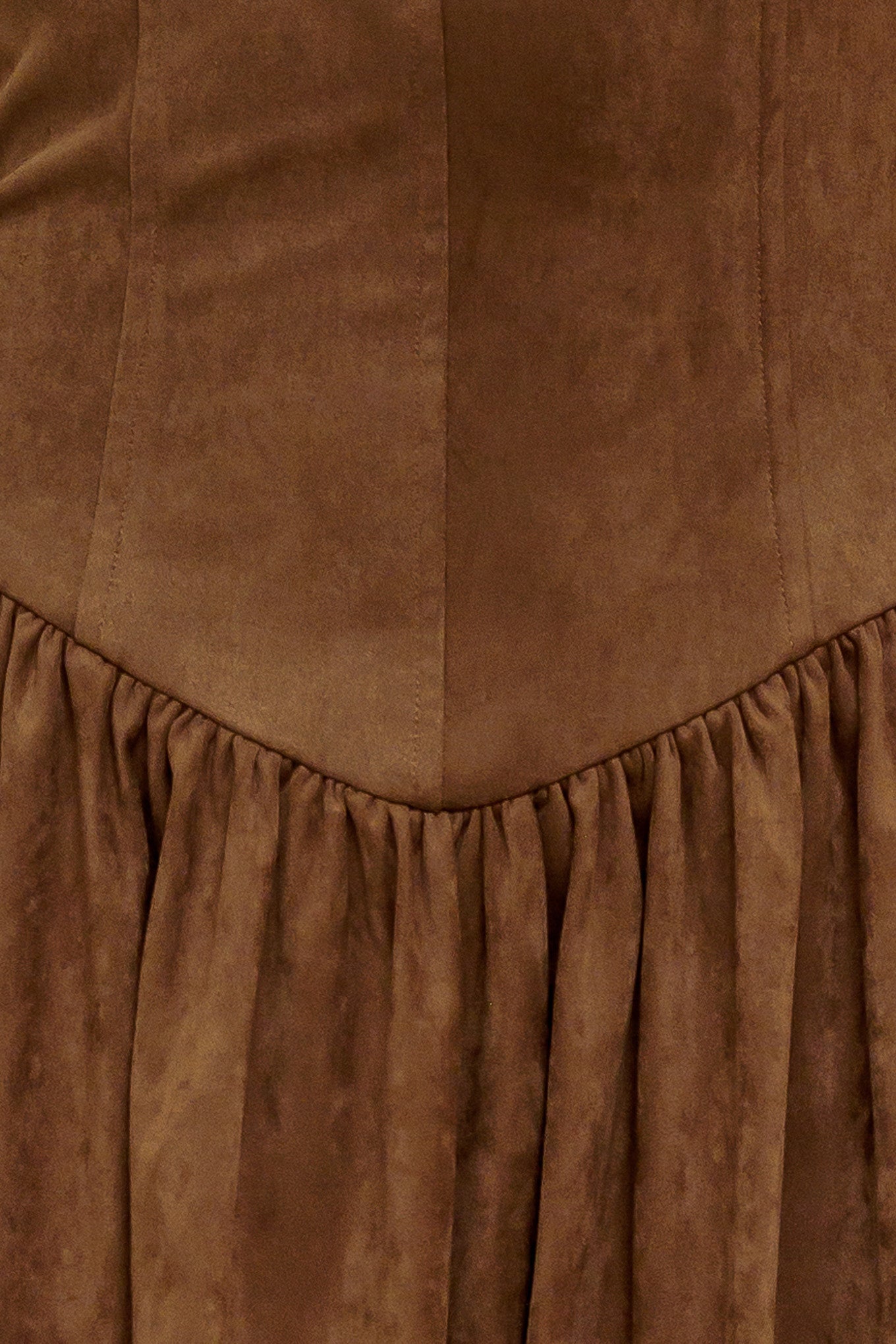 Wild Espresso Faux Suede Strapless Midi Dress With Zipper Flying Tomato