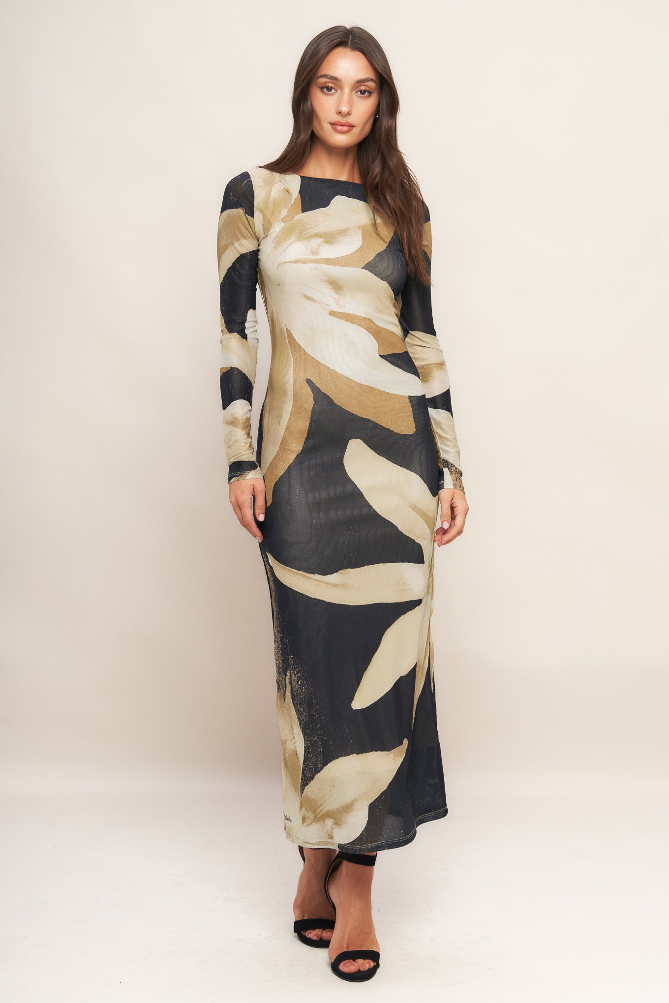 ABSTRACT BOTANICA POWER MESH MIDI DRESS Flying Tomato