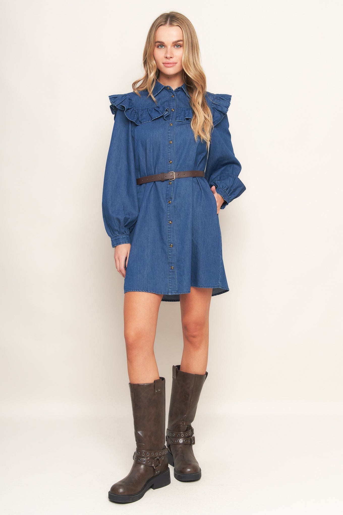 BLUEBIRD COWGIRL DENIM MINI DRESS Flying Tomato