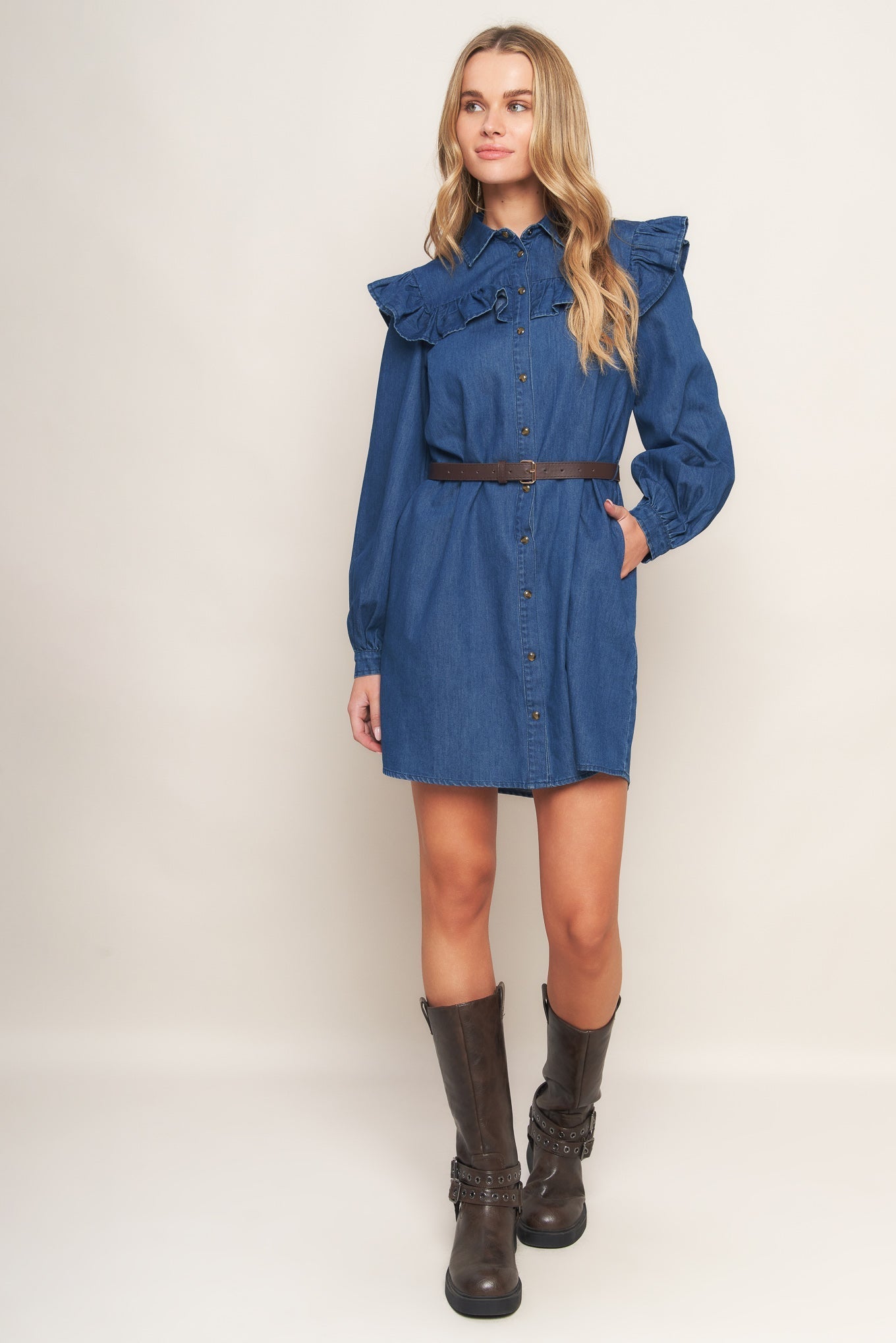 BLUEBIRD COWGIRL DENIM MINI DRESS Flying Tomato