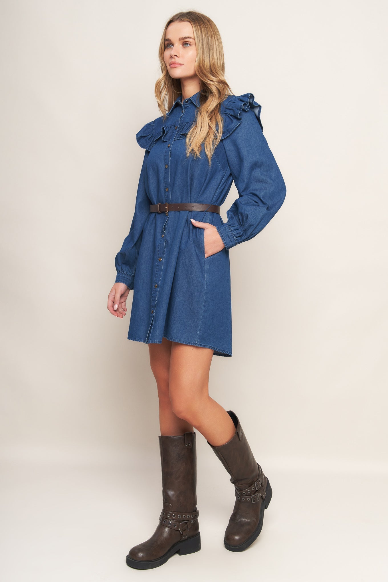 BLUEBIRD COWGIRL DENIM MINI DRESS Flying Tomato