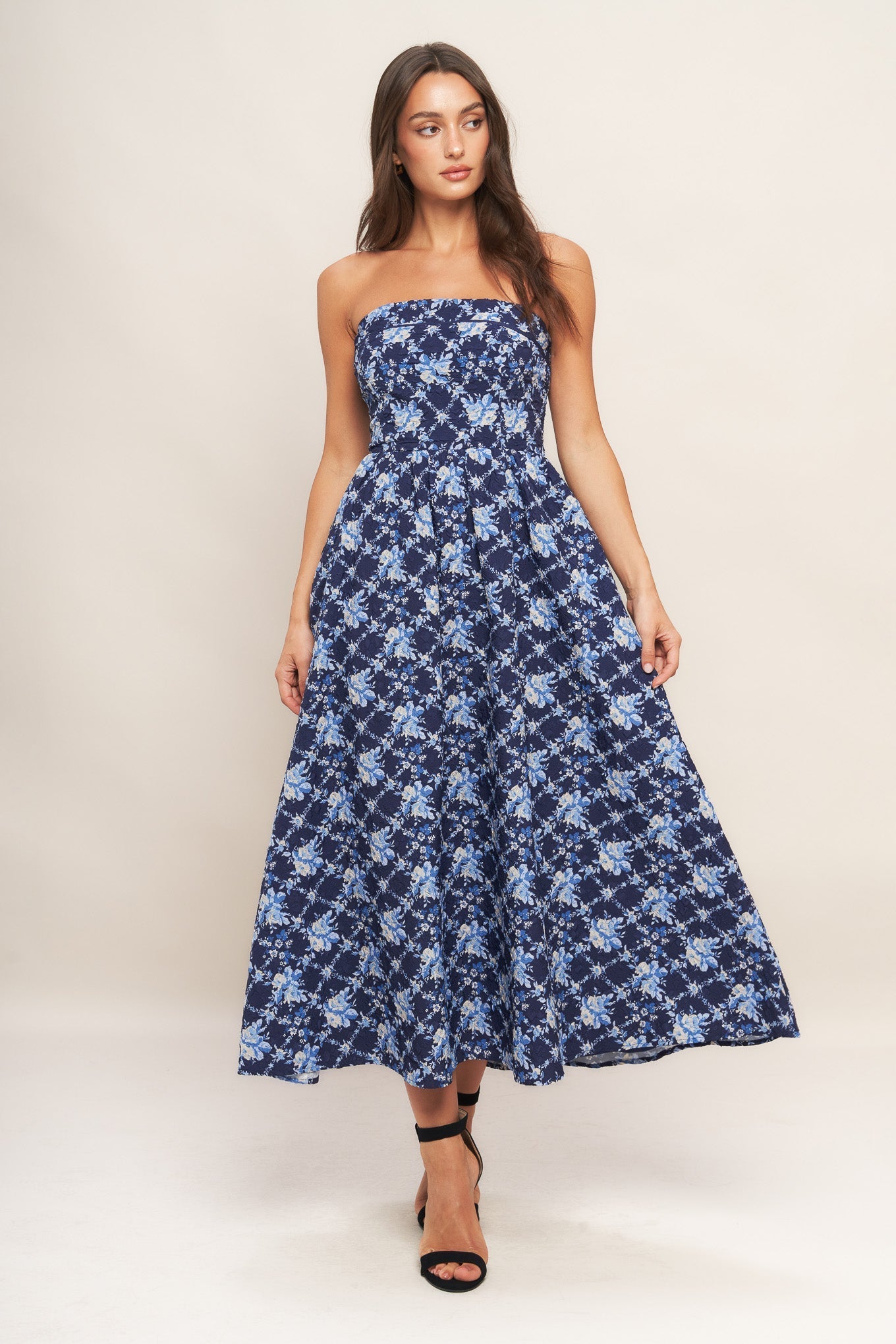 BLUE RENAISSANCE WOVEN MIDI DRESS Flying Tomato