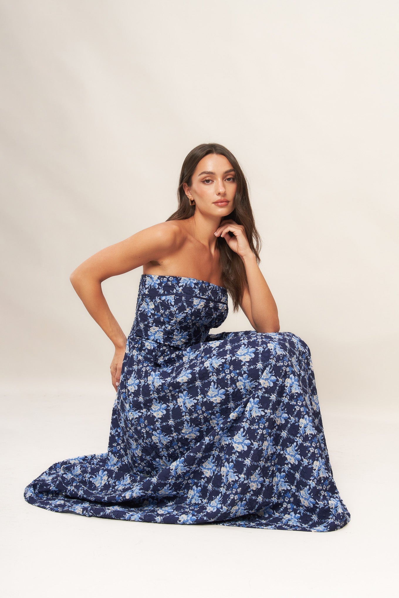 BLUE RENAISSANCE WOVEN MIDI DRESS Flying Tomato