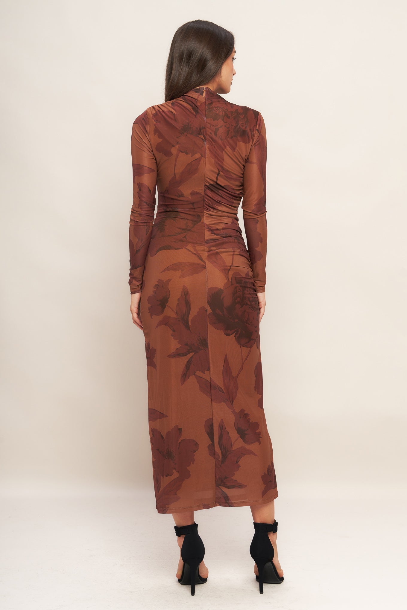 AMBER FLORA POWER MESH MIDI DRESS Flying Tomato