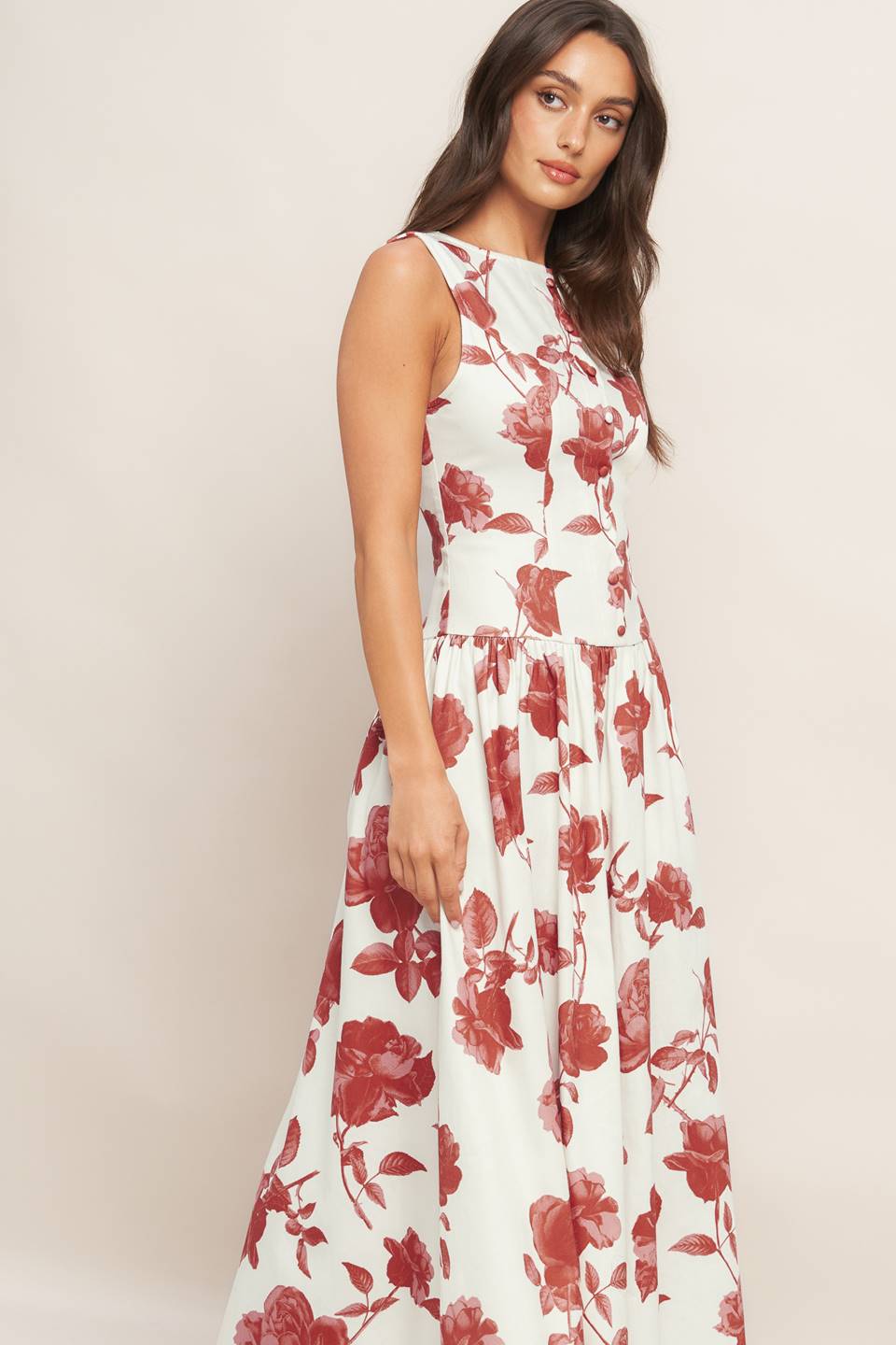 ROMA FLORAL WOVEN MIDI DRESS Flying Tomato