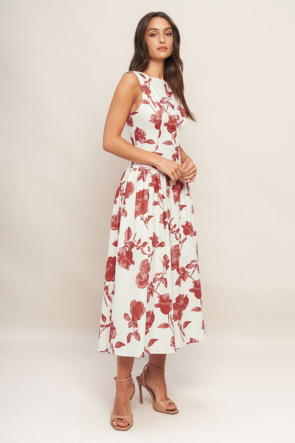 ROMA FLORAL WOVEN MIDI DRESS Flying Tomato
