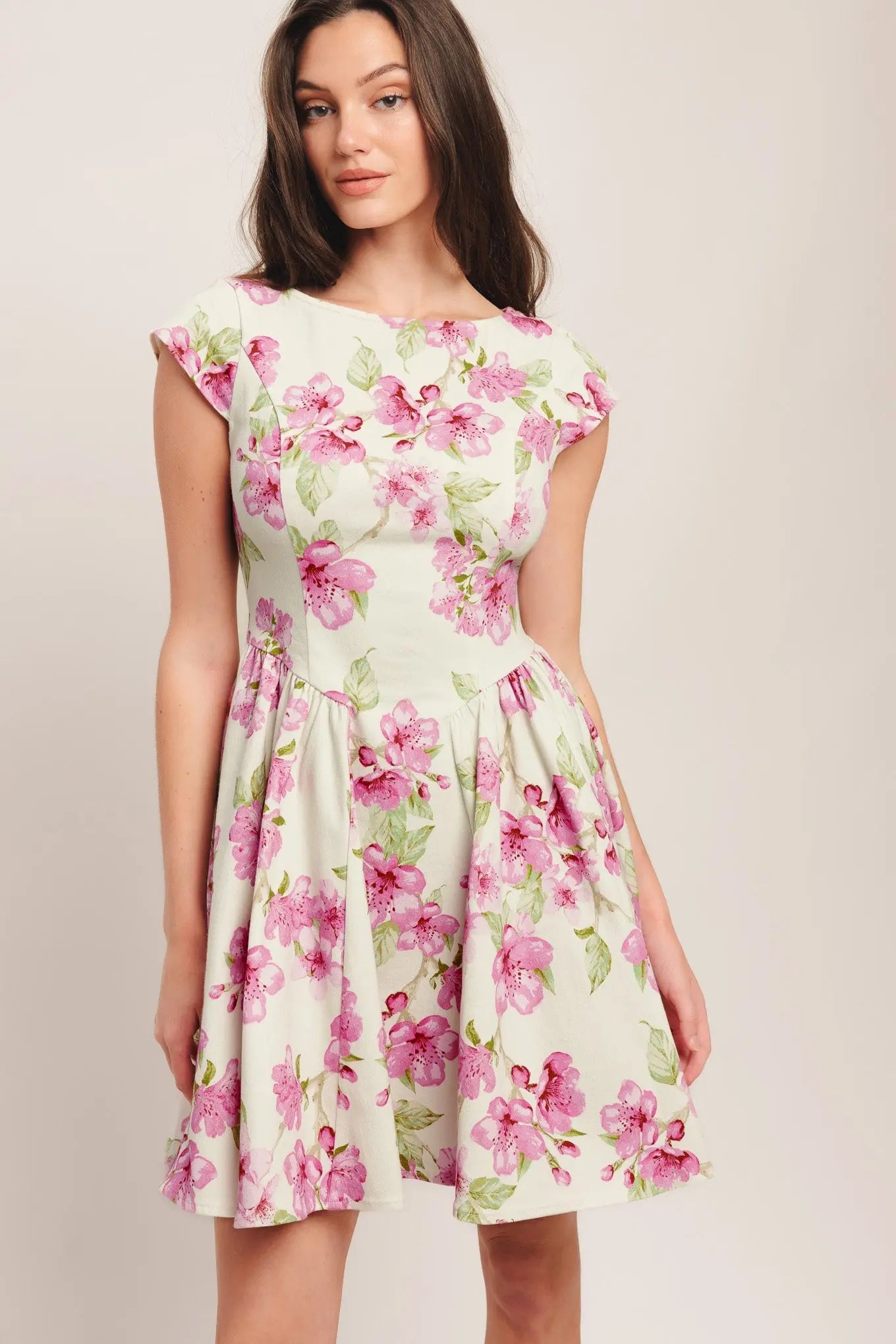 Blossom Babe Woven Floral Mini Dress With Cap Sleeve Flying Tomato