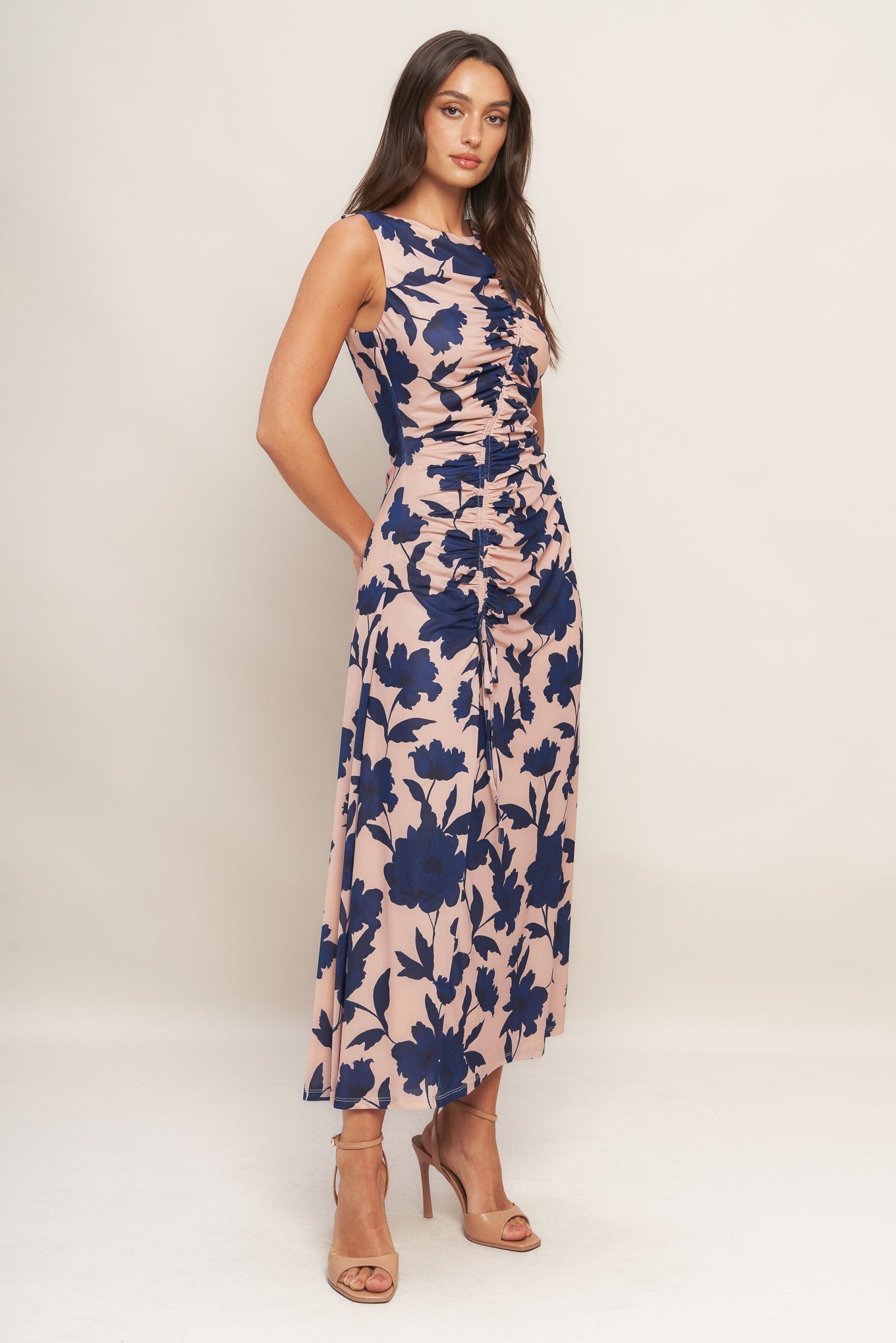 TWILIGHT FLORAL POWER MESH MIDI DRESS Flying Tomato
