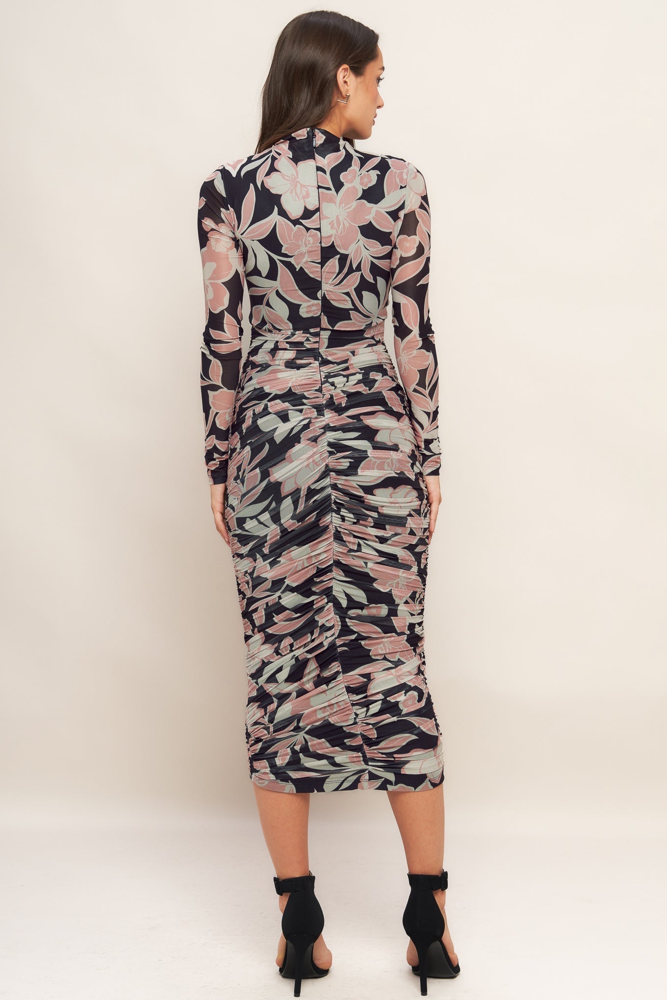 MUTED ROMANCE POWER MESH MIDI DRESS Flying Tomato