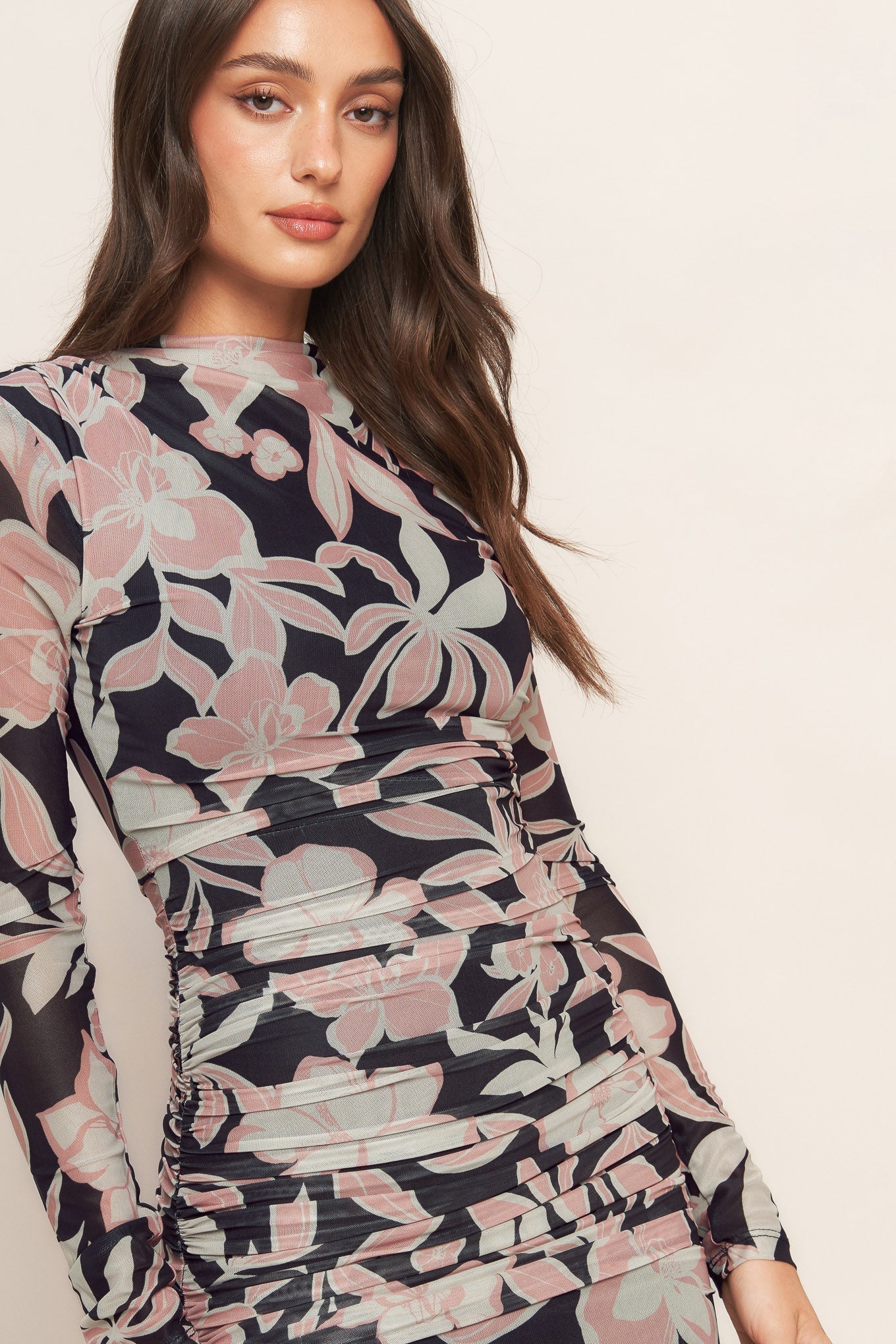 MUTED ROMANCE POWER MESH MIDI DRESS Flying Tomato