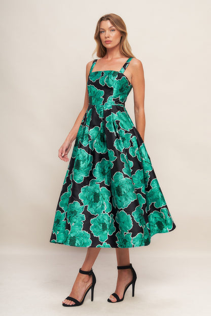 ROYAL BAROQUE WOVEN MIDI DRESS