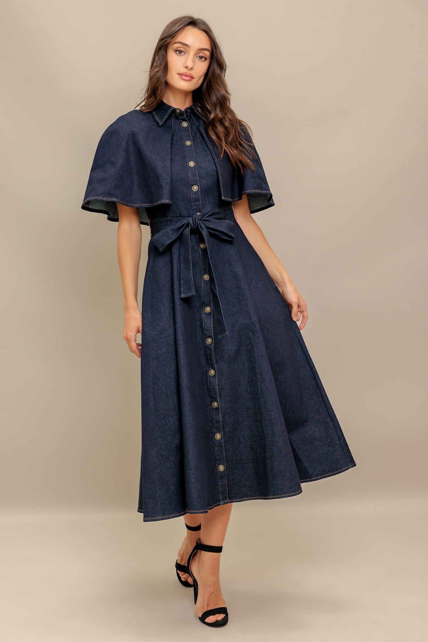 NOSTALGIA COAST DENIM MIDI DRESS Flying Tomato