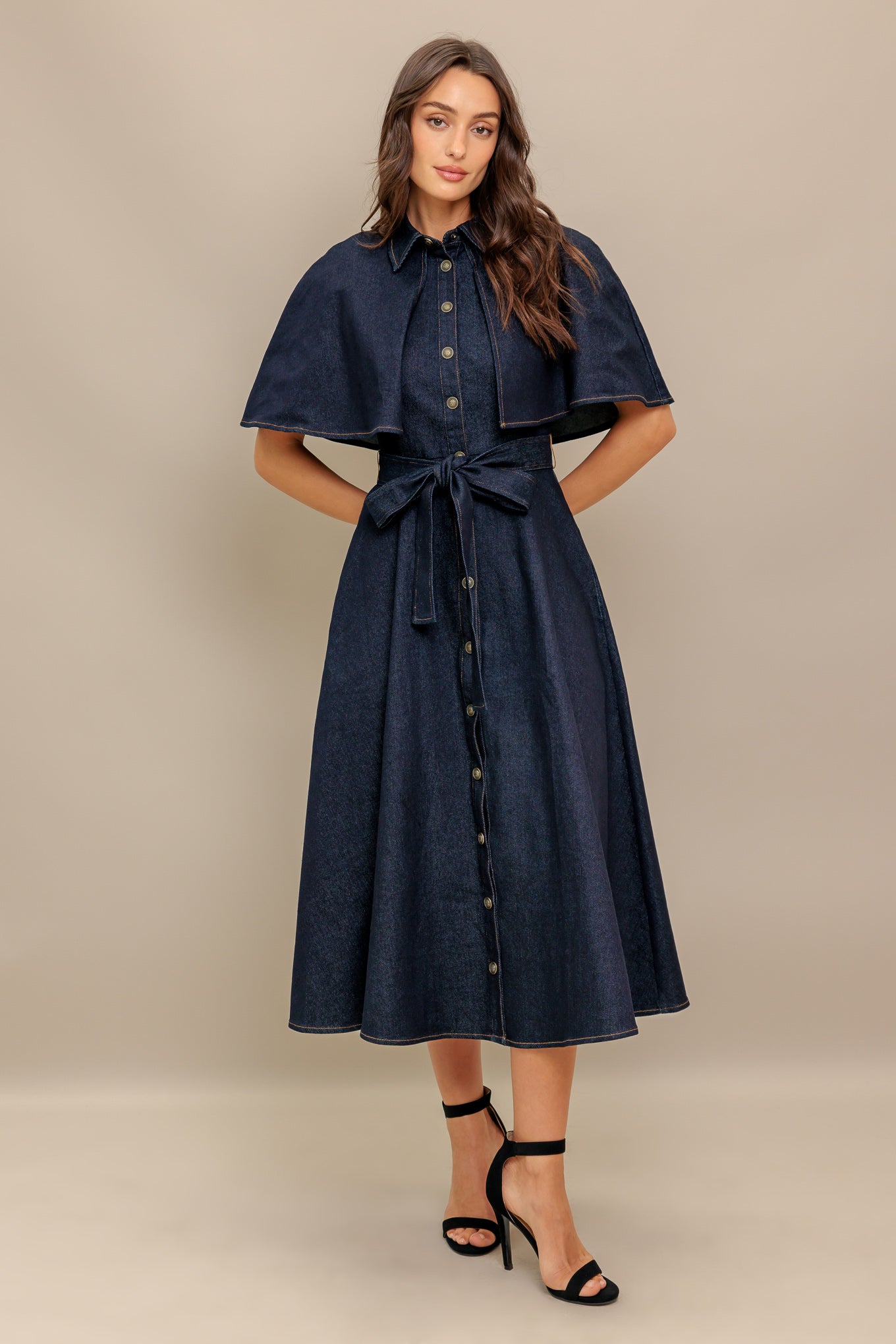 NOSTALGIA COAST DENIM MIDI DRESS Flying Tomato