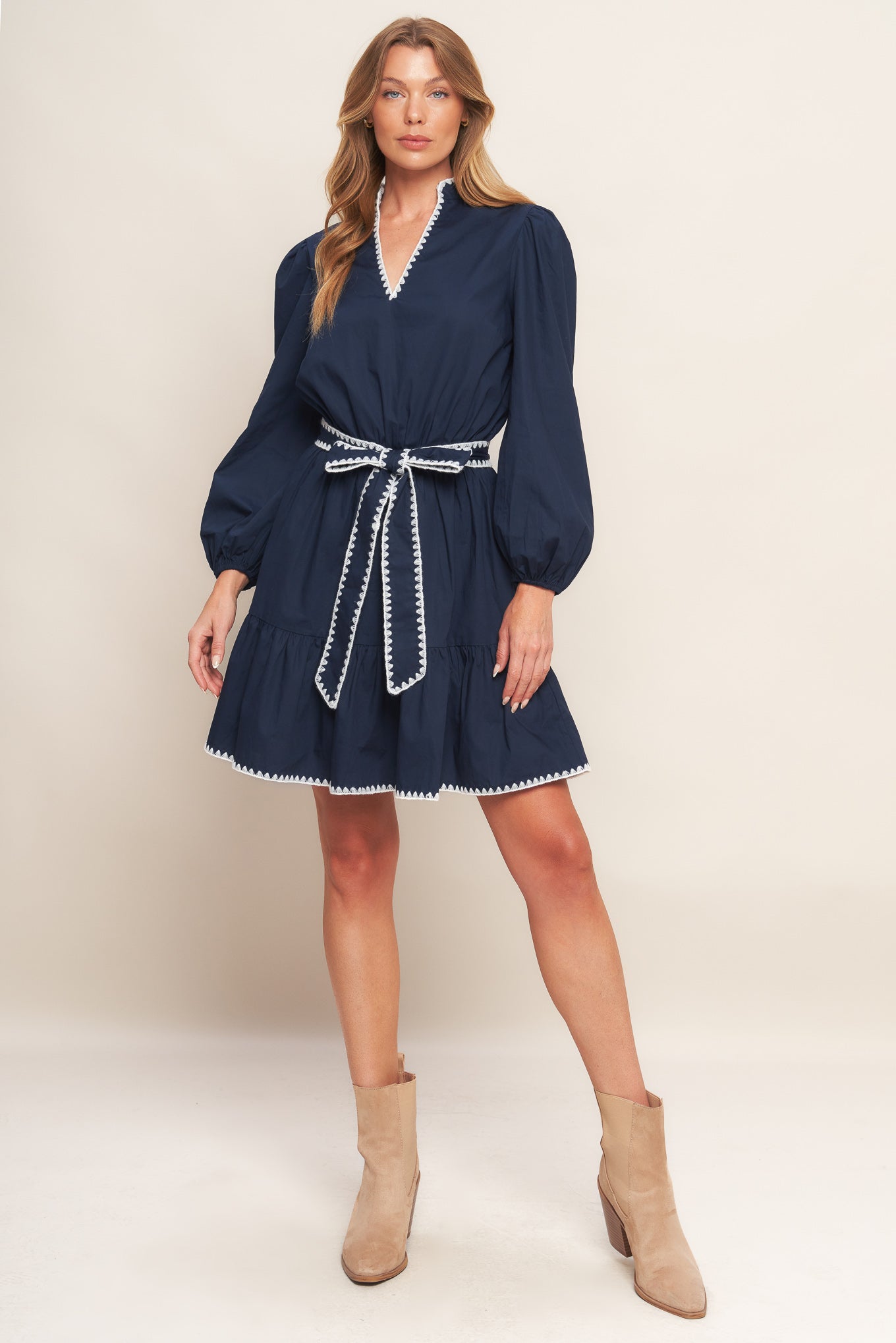 URBAN NOIR NAVY WOVEN MINI DRESS Flying Tomato