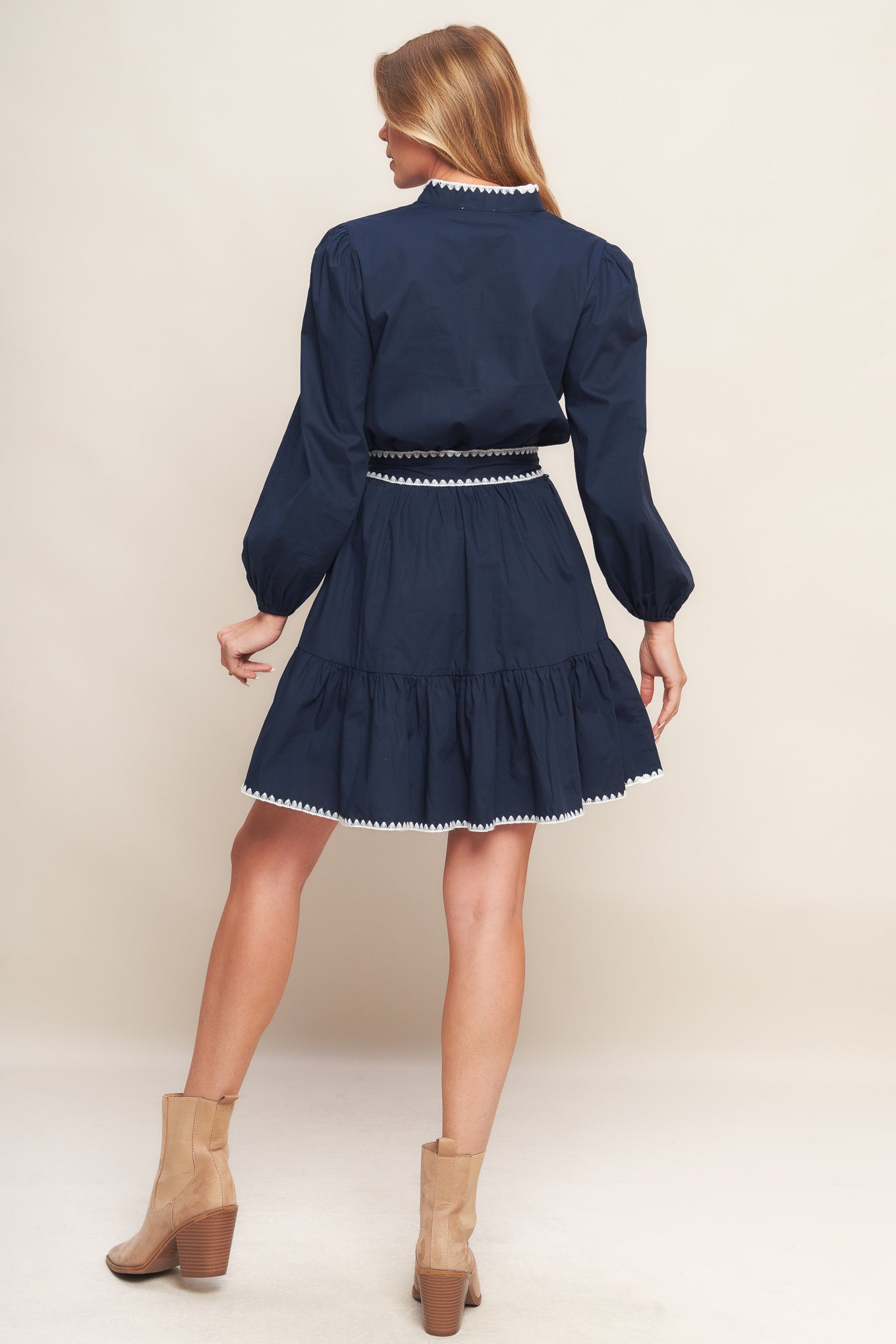 URBAN NOIR NAVY WOVEN MINI DRESS Flying Tomato