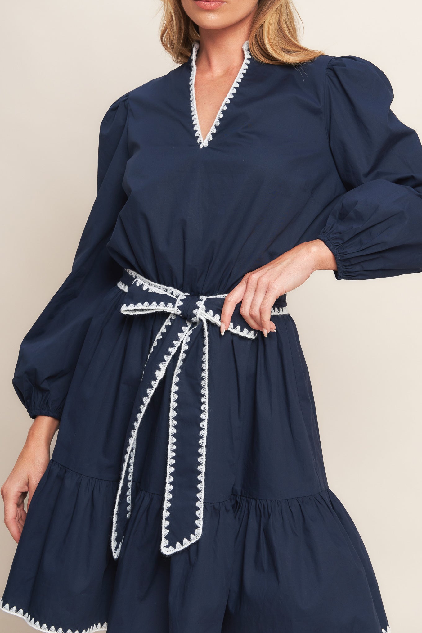 URBAN NOIR NAVY WOVEN MINI DRESS Flying Tomato