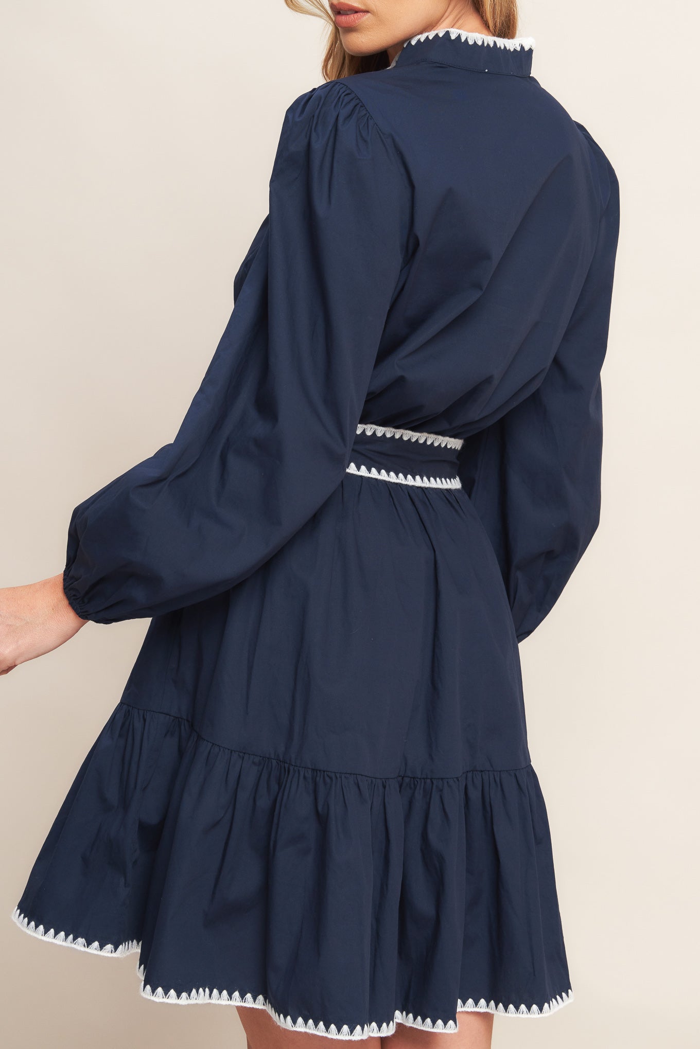 URBAN NOIR NAVY WOVEN MINI DRESS Flying Tomato