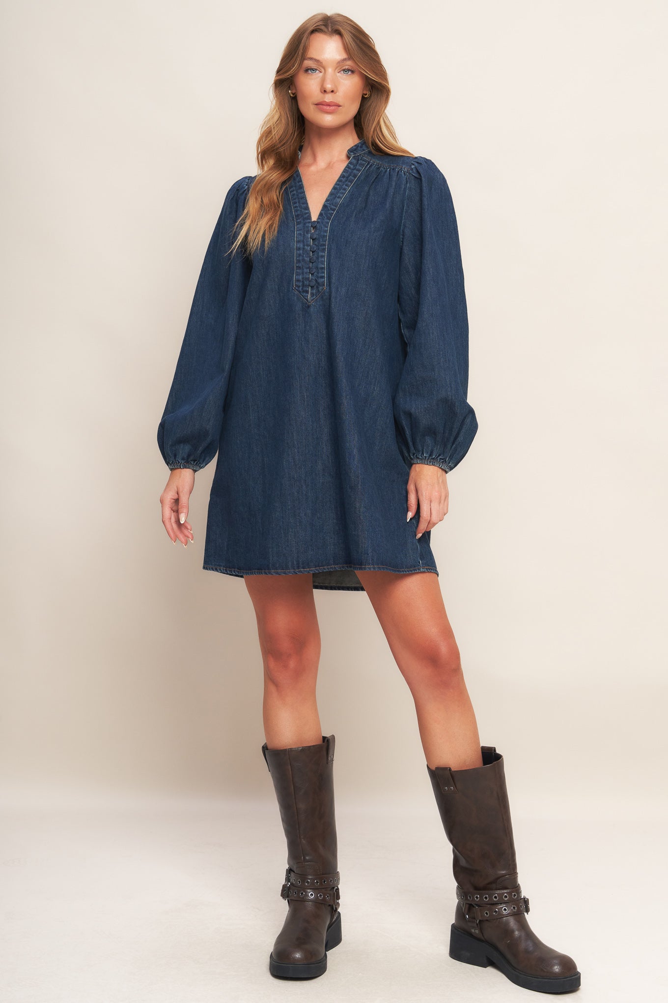 CANYON BREEZE DENIM MINI DRESS Flying Tomato