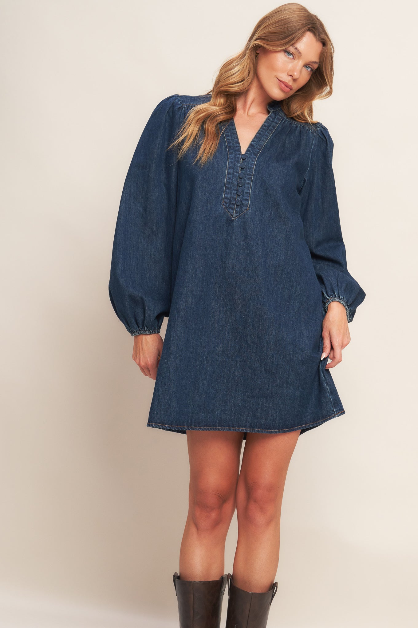 CANYON BREEZE DENIM MINI DRESS Flying Tomato