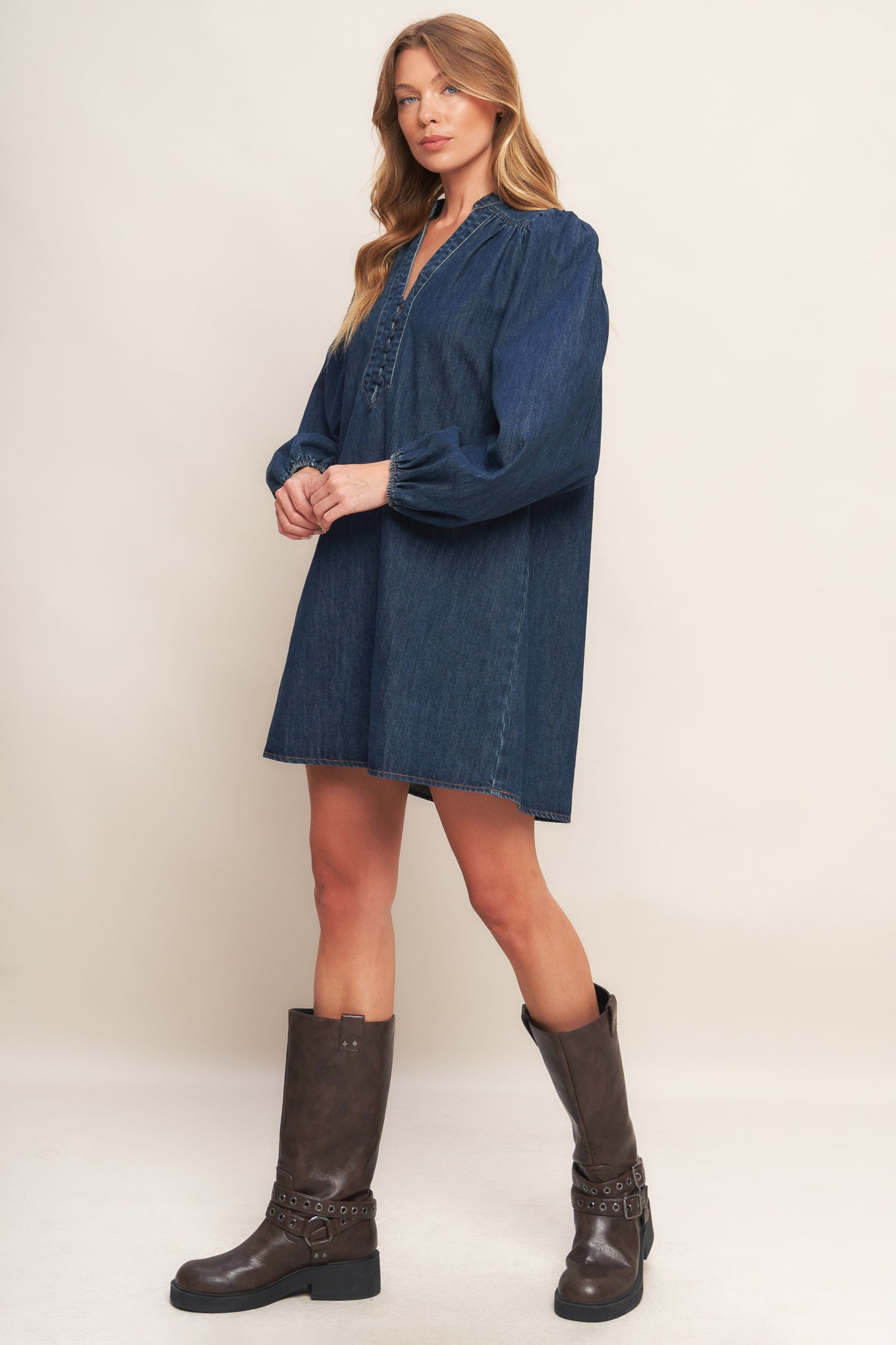 CANYON BREEZE DENIM MINI DRESS Flying Tomato