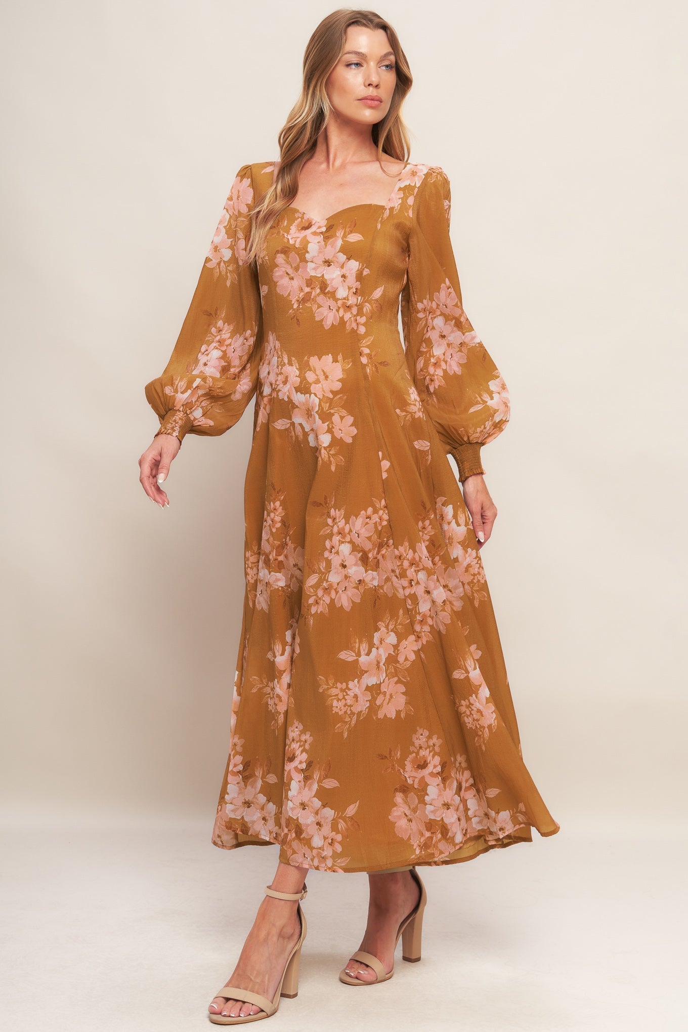 GOLDEN BLOSSOM WOVEN ANKLE DRESS Flying Tomato