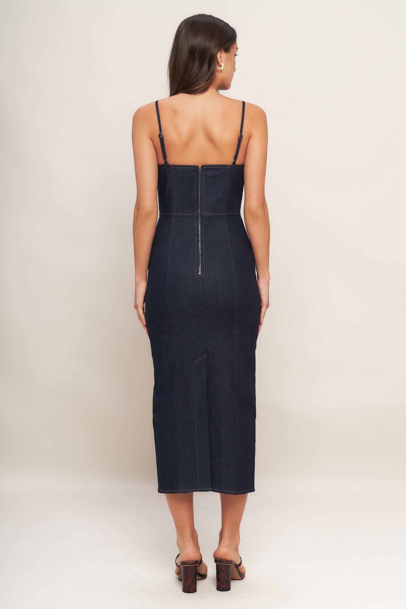 MIDNIGHT INDIGO DENIM MIDI DRESS Flying Tomato