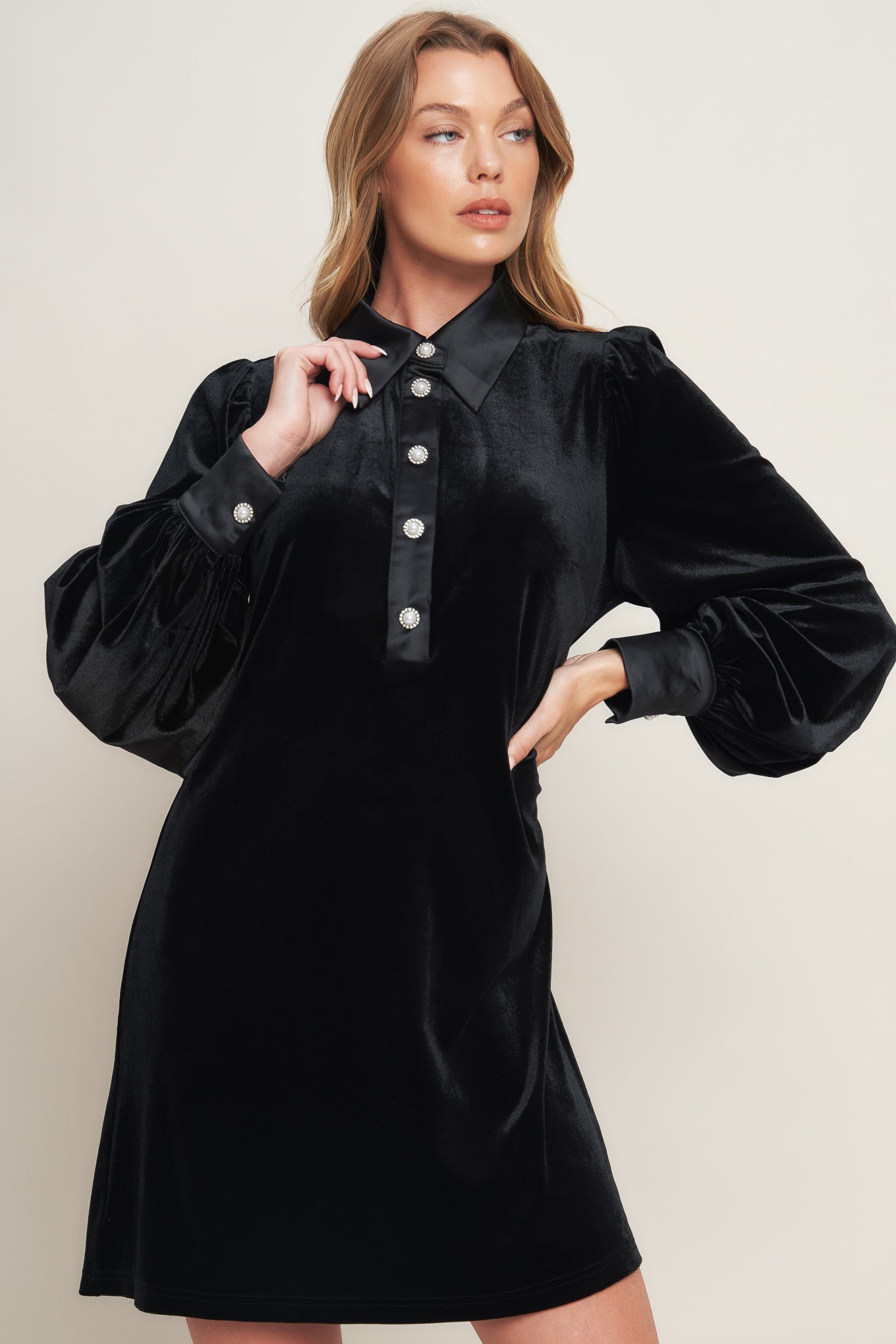 VELVET POWER BLACK MINI DRESS Flying Tomato