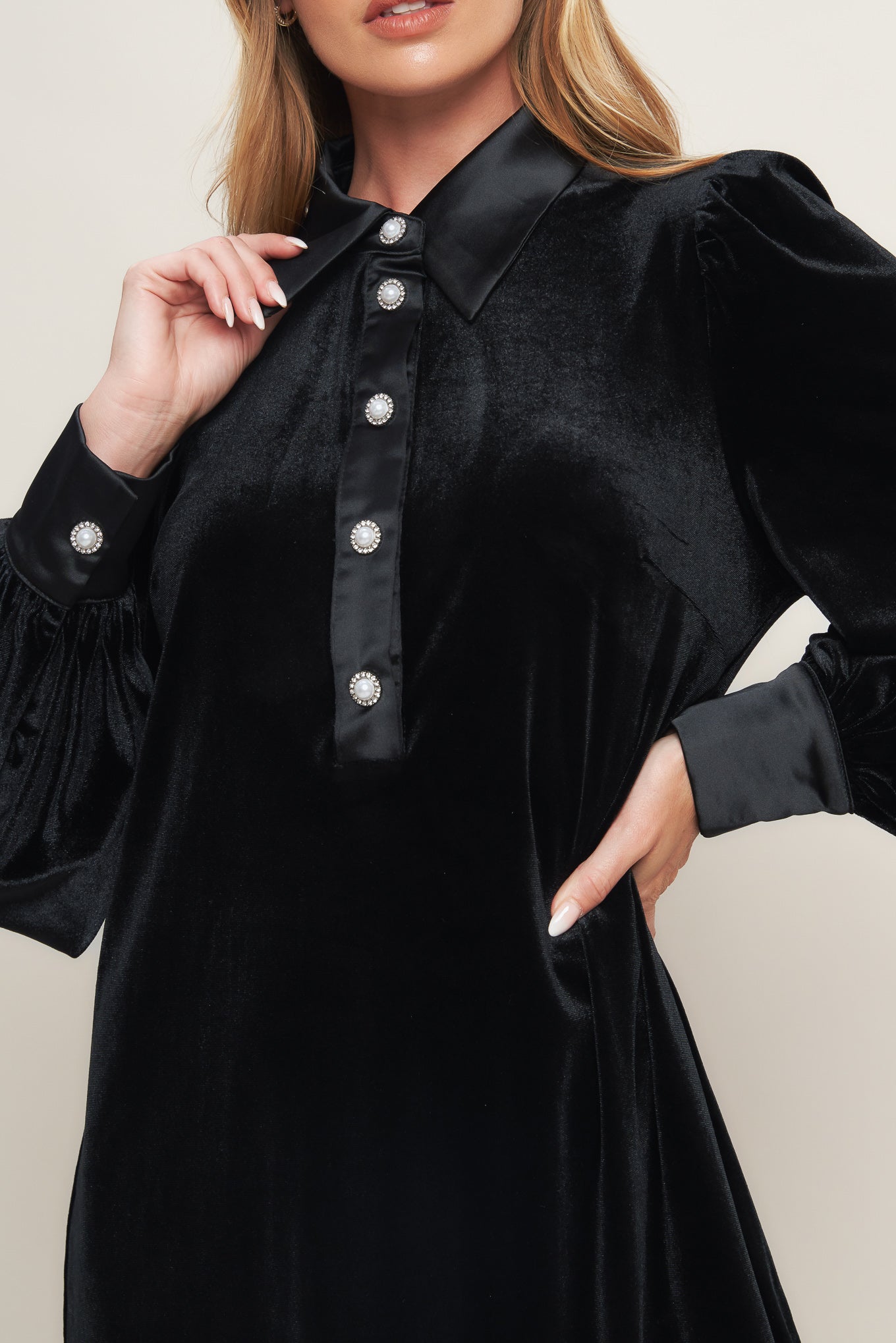 VELVET POWER BLACK MINI DRESS Flying Tomato