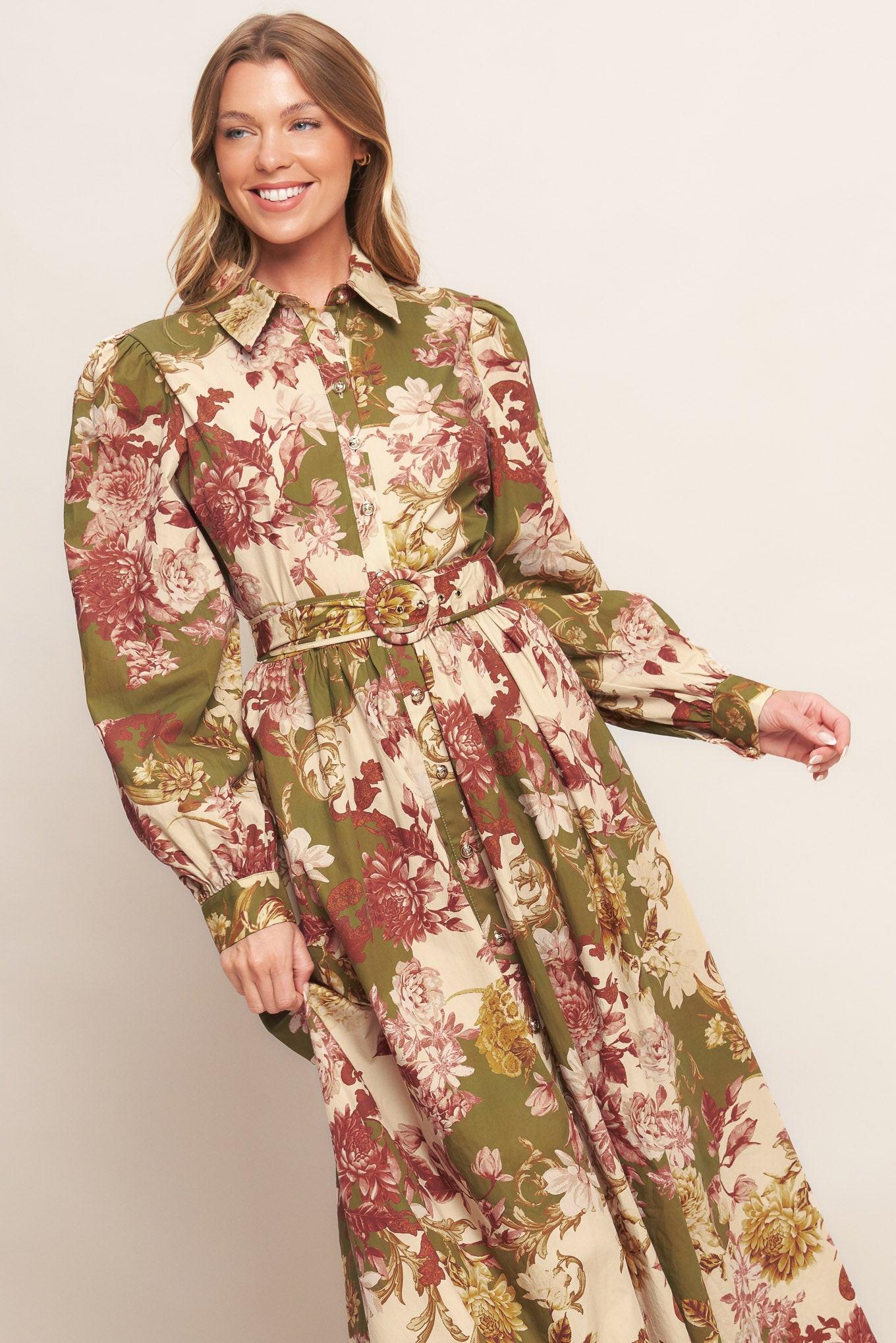 Back view of the Flying Tomato Country Romance Woven Midi Dress, featuring its refined cut and the elegant drape of the midi 