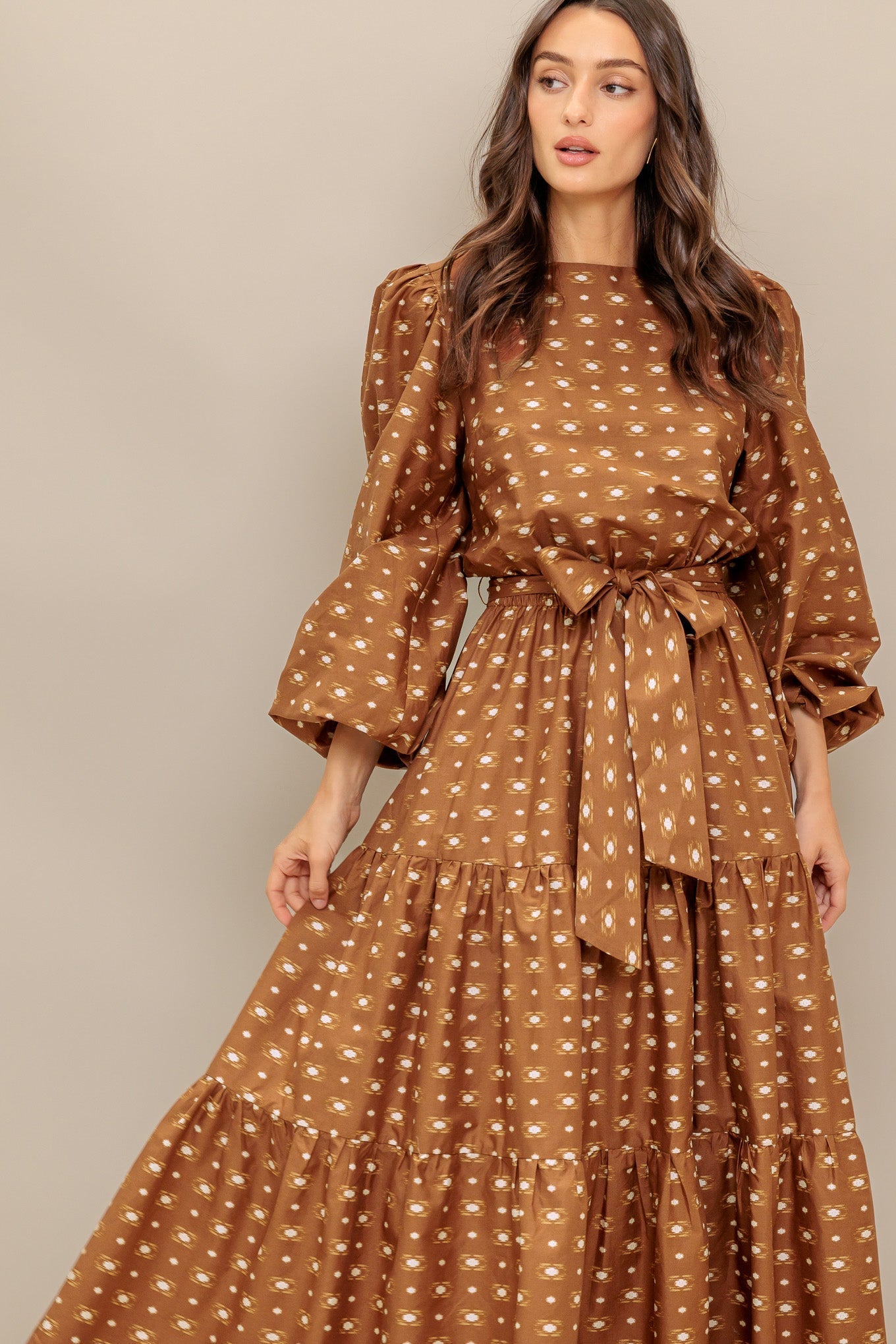 CINNAMON WALTZ WOVEN MIDI DRESS Flying Tomato
