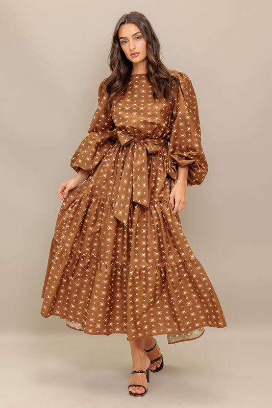 CINNAMON WALTZ WOVEN MIDI DRESS Flying Tomato