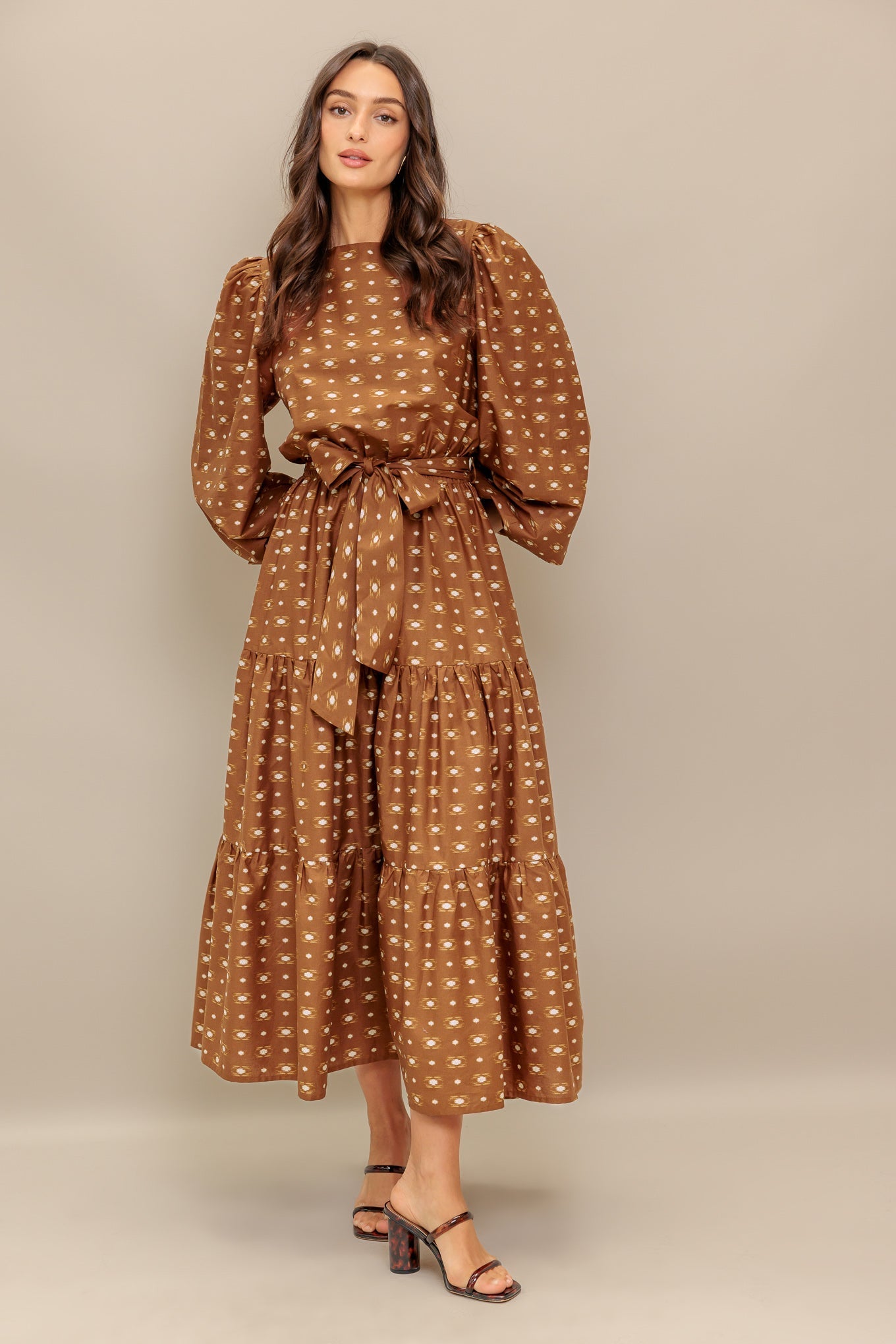 CINNAMON WALTZ WOVEN MIDI DRESS Flying Tomato