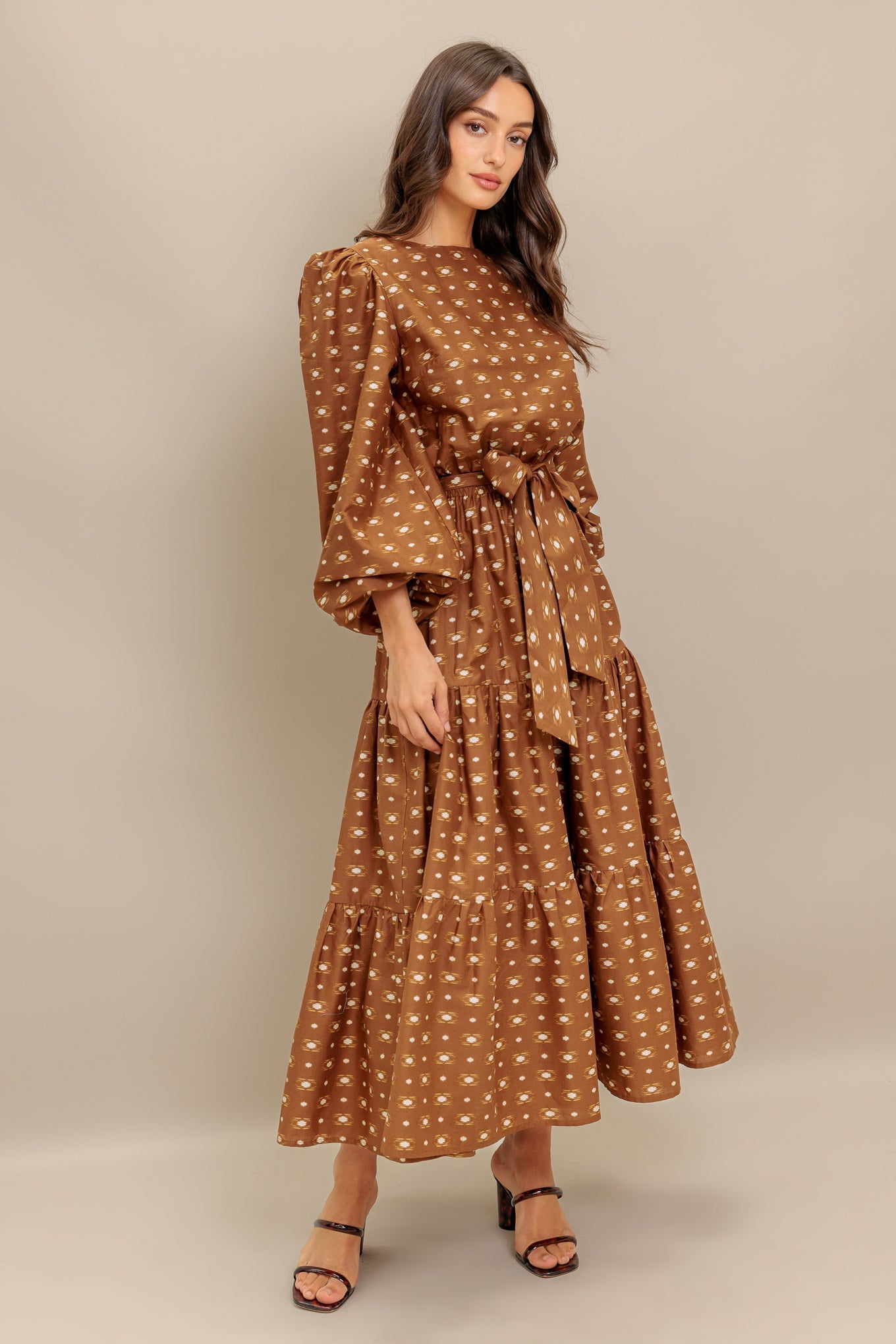 CINNAMON WALTZ WOVEN MIDI DRESS Flying Tomato