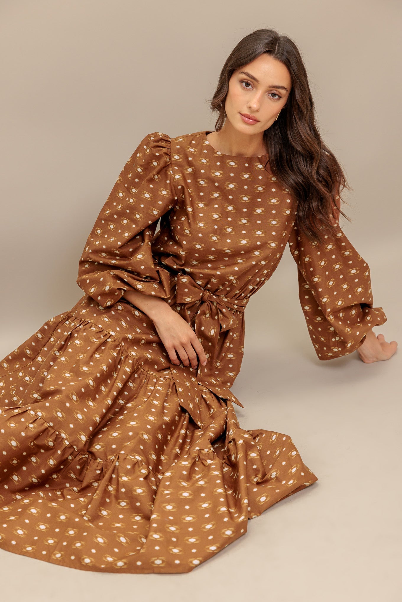 CINNAMON WALTZ WOVEN MIDI DRESS Flying Tomato