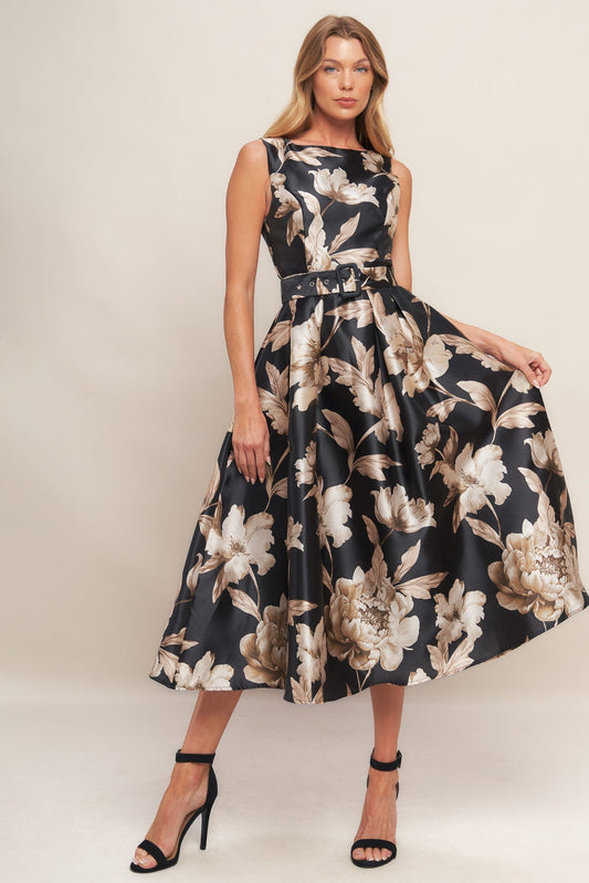 MOONLIGHT BLOSSOM WOVEN MIDI DRESS Flying Tomato