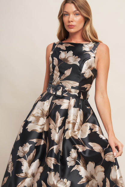 MOONLIGHT BLOSSOM WOVEN MIDI DRESS