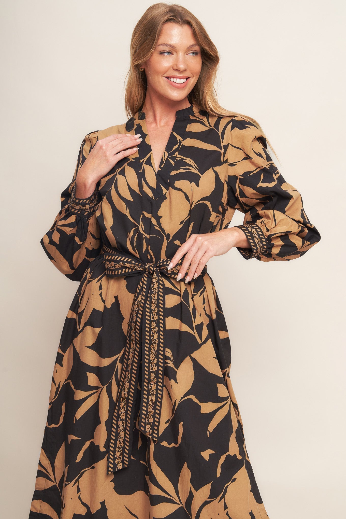 AUTUMN LEAF WOVEN MIDI DRESS Flying Tomato