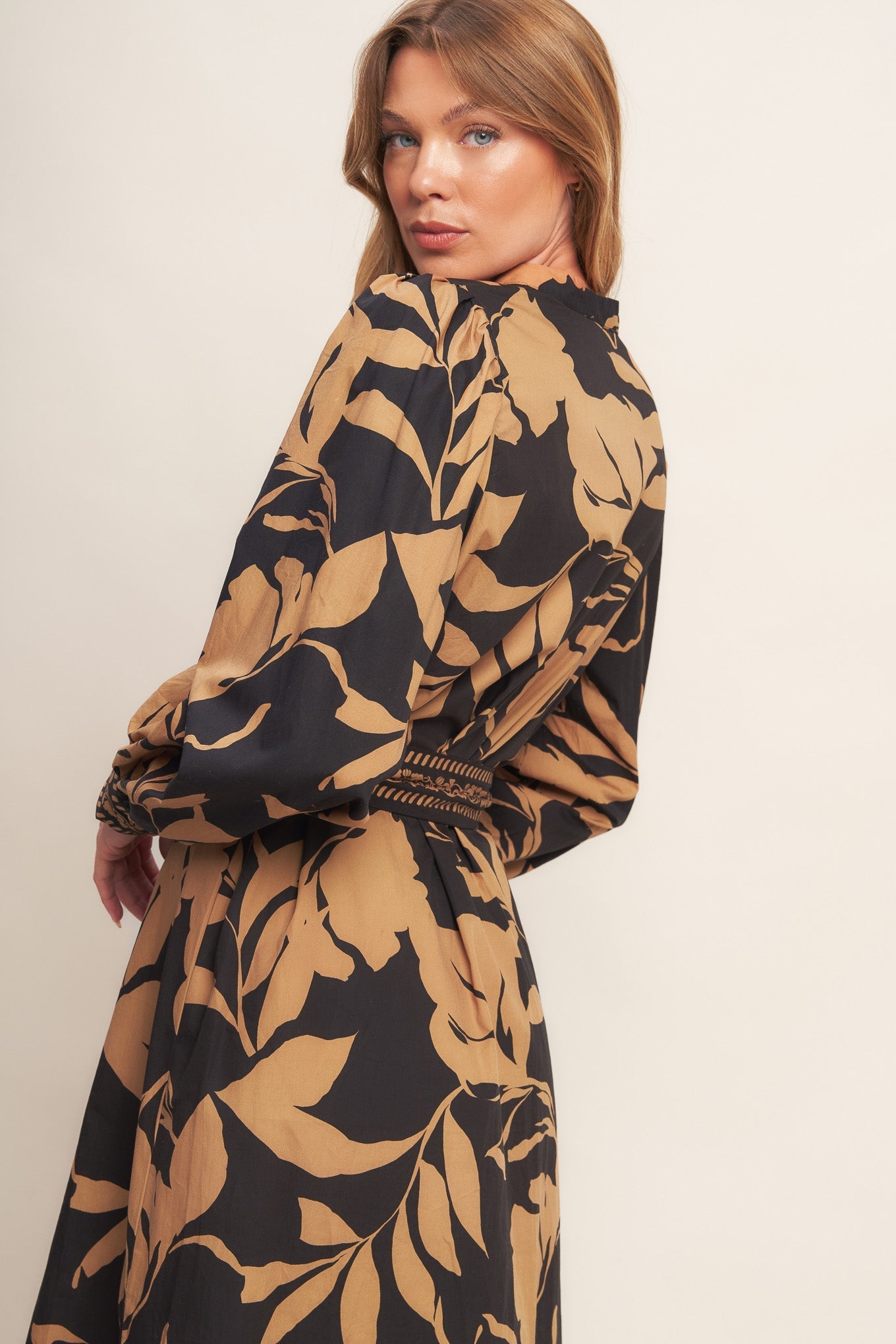 AUTUMN LEAF WOVEN MIDI DRESS Flying Tomato