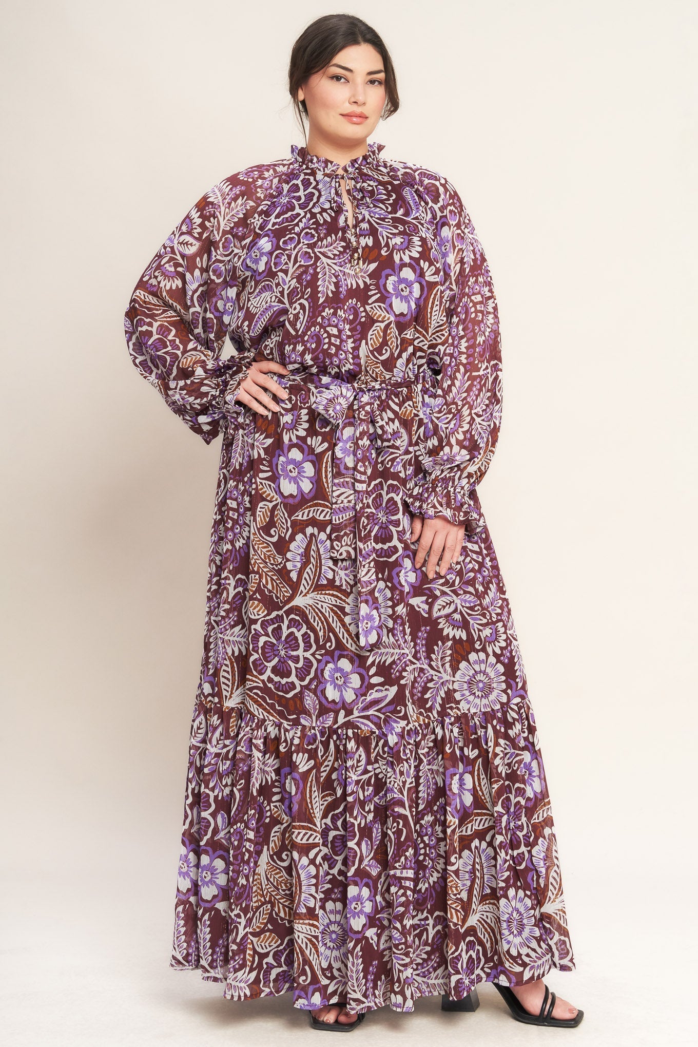 VIOLET BLOSSOM SPIRIT WOVEN MAXI DRESS Flying Tomato