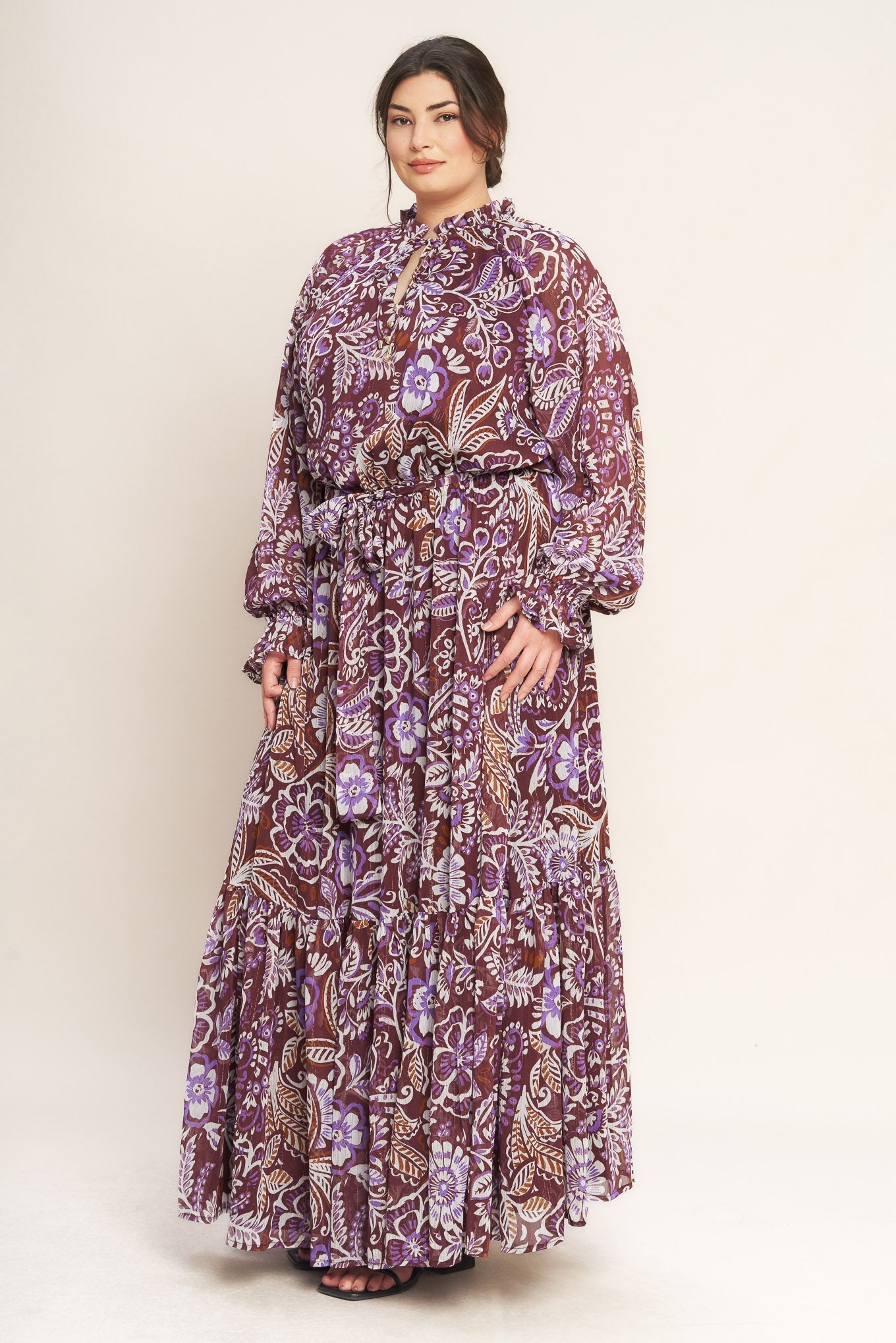 VIOLET BLOSSOM SPIRIT WOVEN MAXI DRESS Flying Tomato