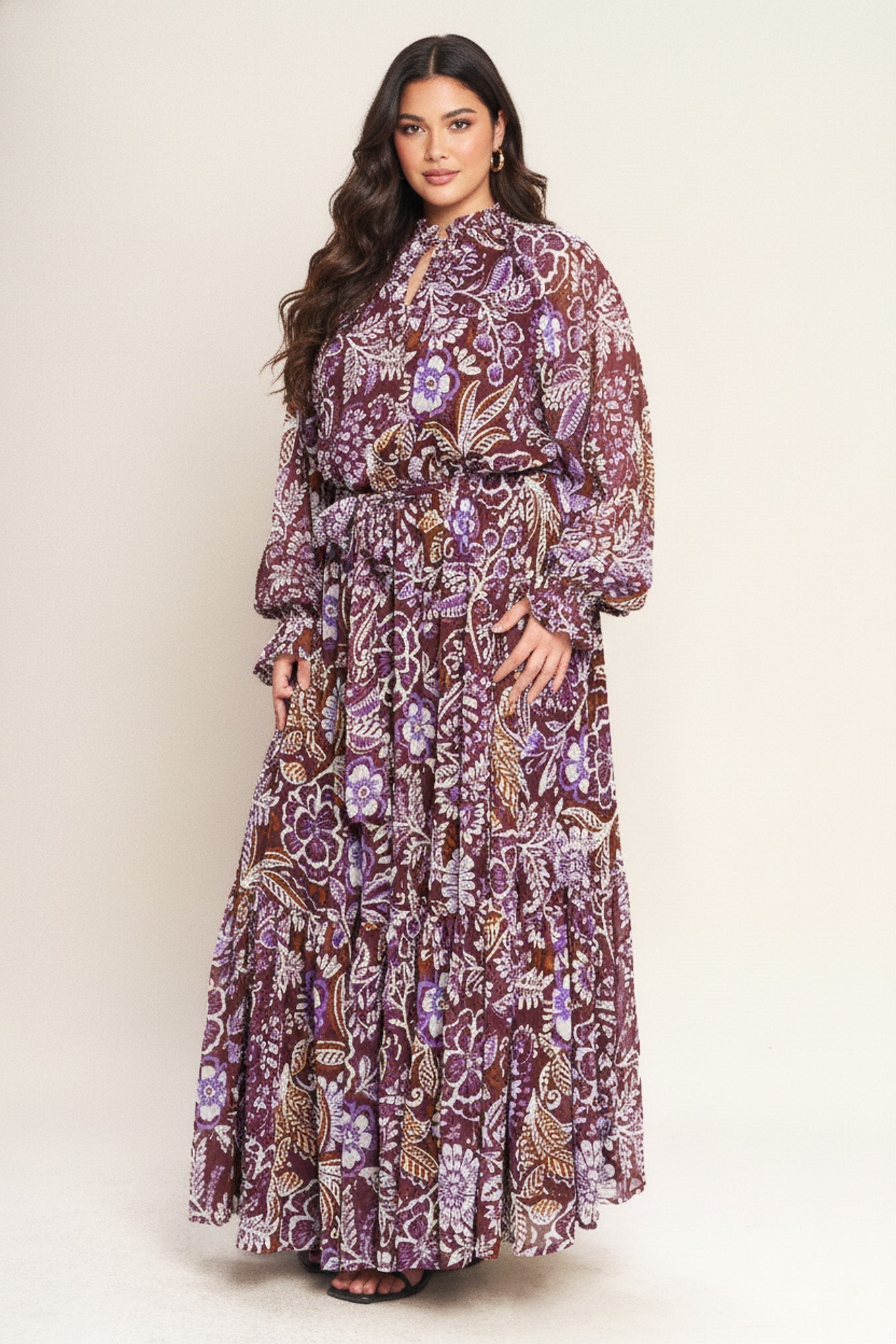 VIOLET BLOSSOM SPIRIT WOVEN MAXI DRESS Flying Tomato