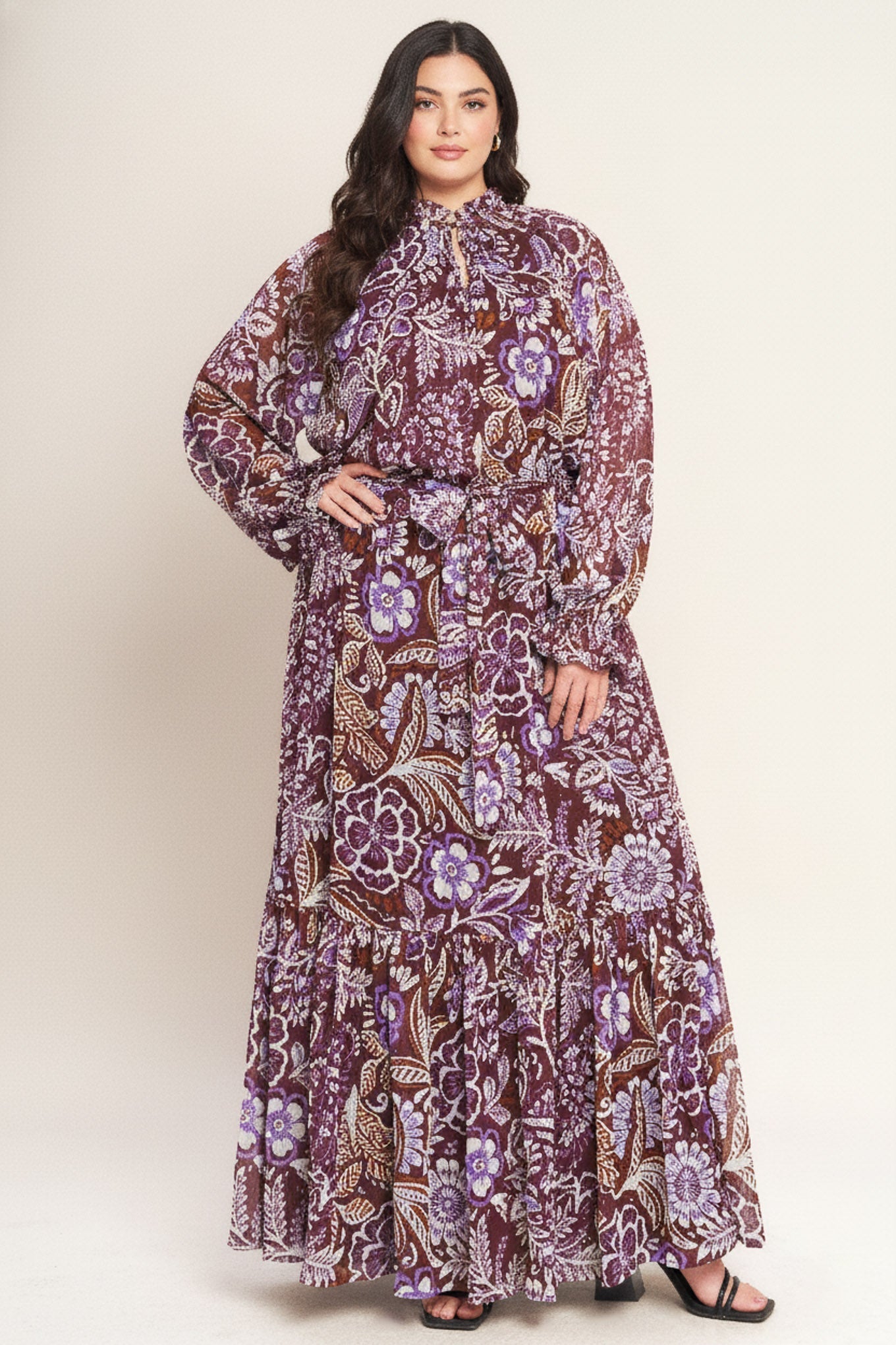 VIOLET BLOSSOM SPIRIT WOVEN MAXI DRESS Flying Tomato