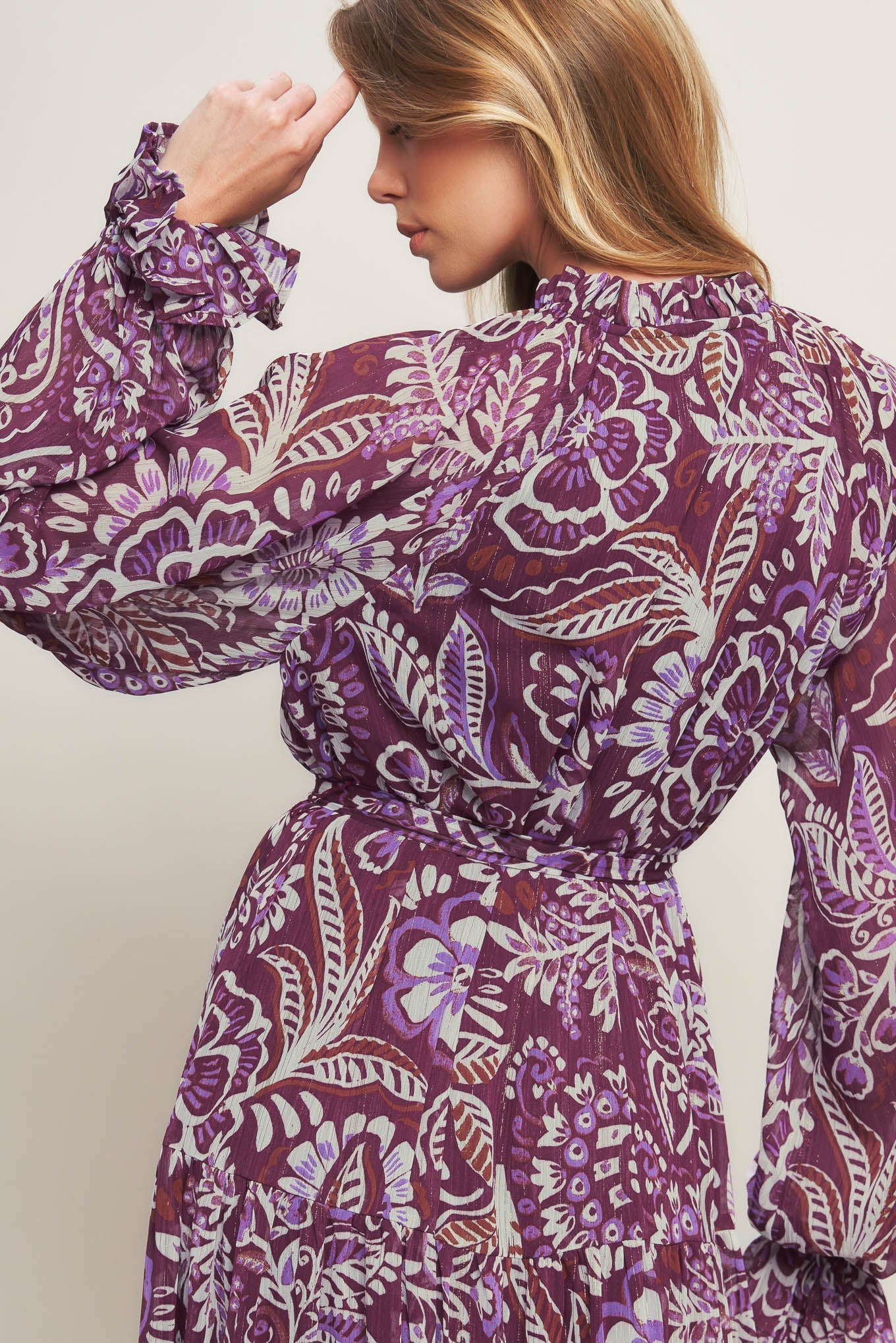 VIOLET BLOSSOM SPIRIT WOVEN MAXI DRESS Flying Tomato