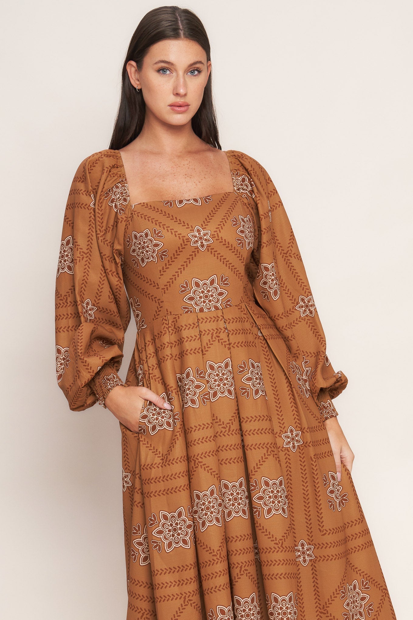 SOUTHWEST SQUARES WOVEN MIDI DRESS Flying Tomato