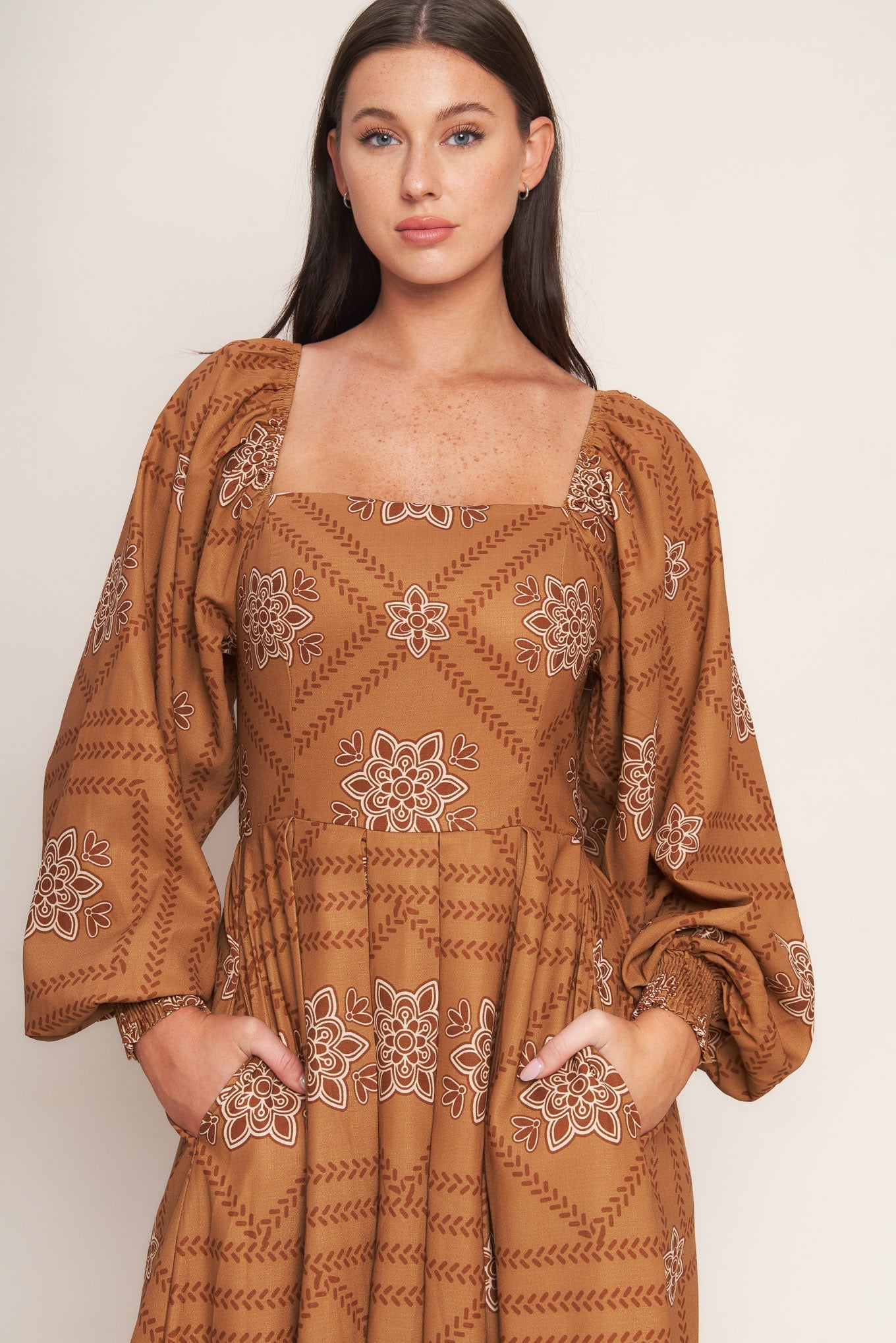 SOUTHWEST SQUARES WOVEN MIDI DRESS Flying Tomato