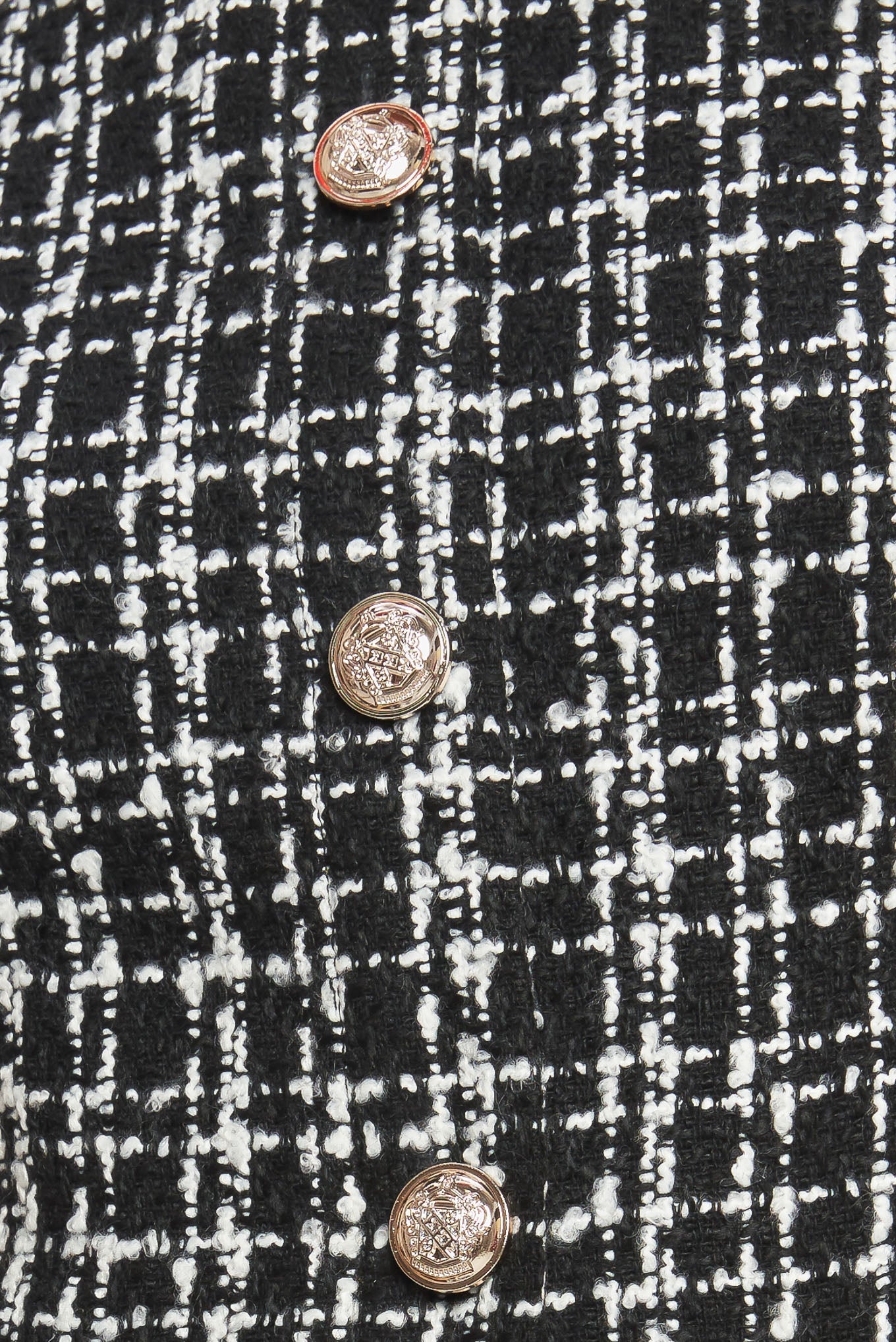 Modern Icon Tweed Woven Mini Dress Neckline Front Button