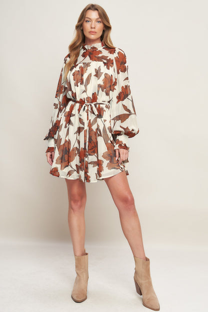 EARTHLY BLOOM WOVEN MINI DRESS
