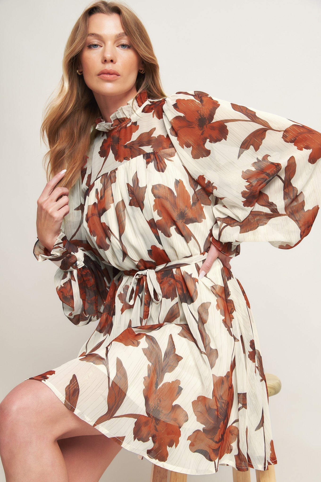 EARTHLY BLOOM WOVEN MINI DRESS Flying Tomato